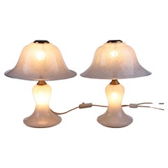 Vintage Set of 2 Doria Table Lamps Made of Mouth-Blown Glass, 1970 Germany