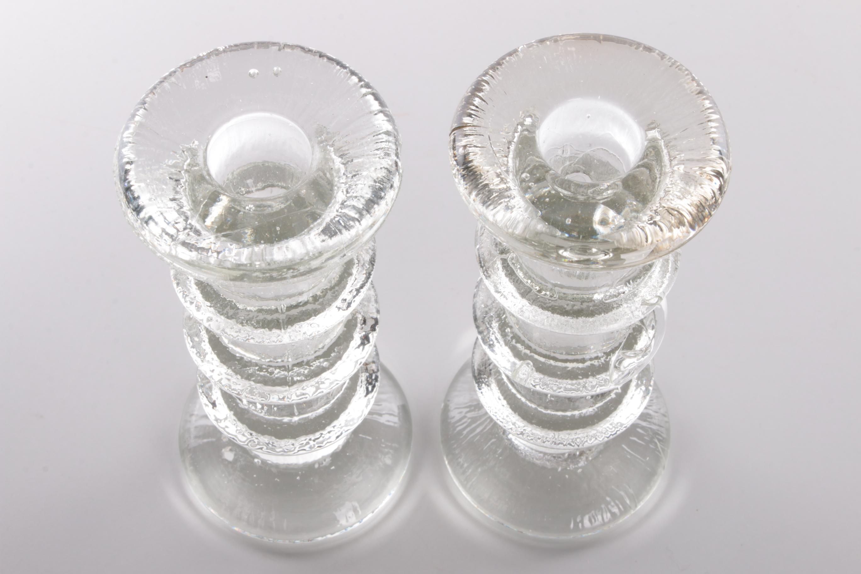 Vintage Set of 2 Glass Candlesticks Design by Staffan Gellerstedt, 1960s In Good Condition In Oostrum-Venray, NL