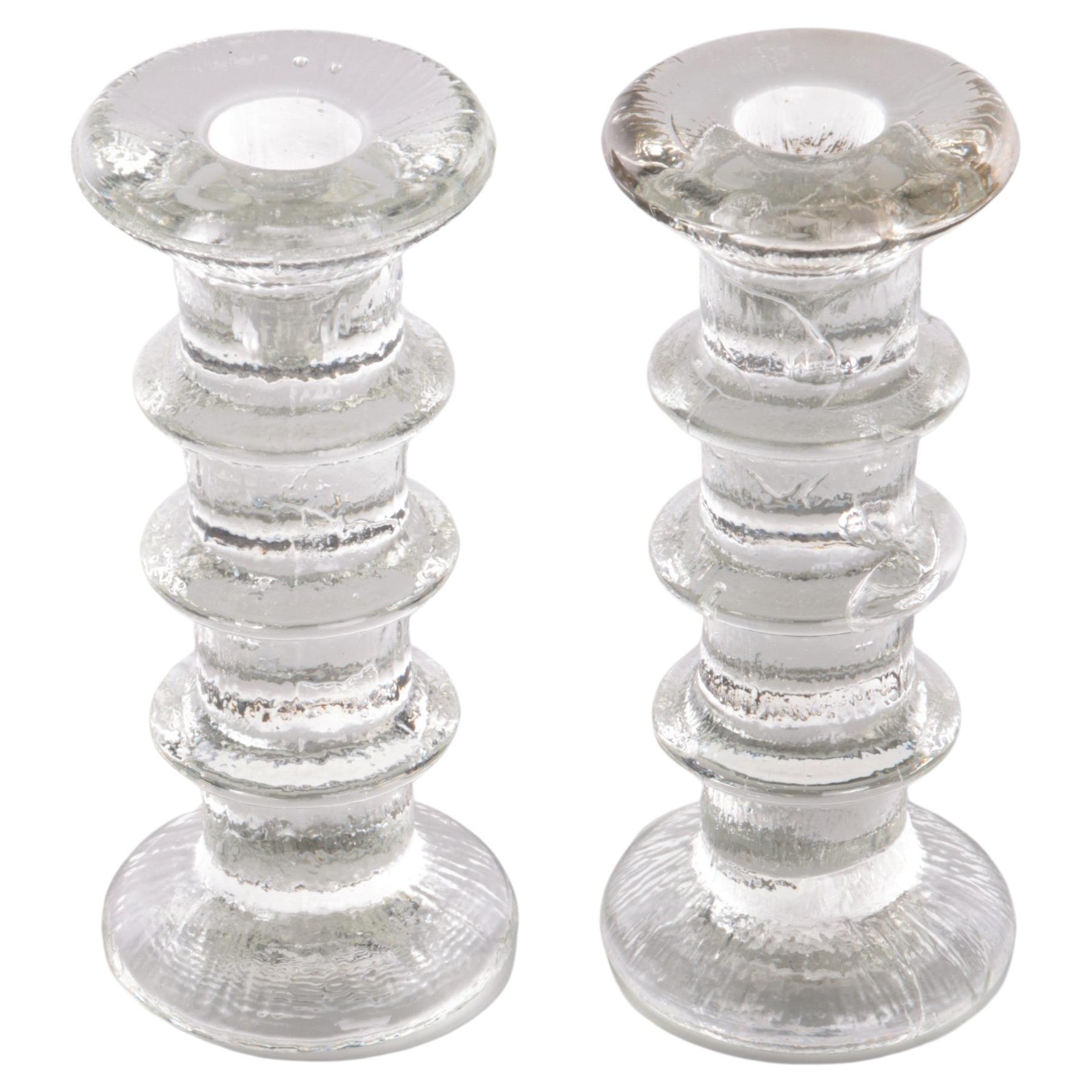 Vintage Set of 2 Glass Candlesticks Design by Staffan Gellerstedt, 1960s For Sale