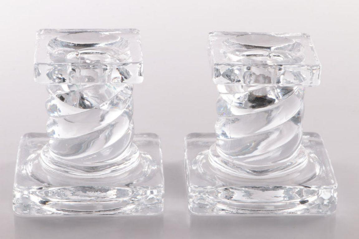 Vintage Set of 2 Glass Candlesticks Scandinavia, 1960s 

Additional information: 
Dimensions: 8 W x 8 D x 8 H cm 
Period of Time: 1960
Country of origin: Scandinavia
Condition: In good condition
