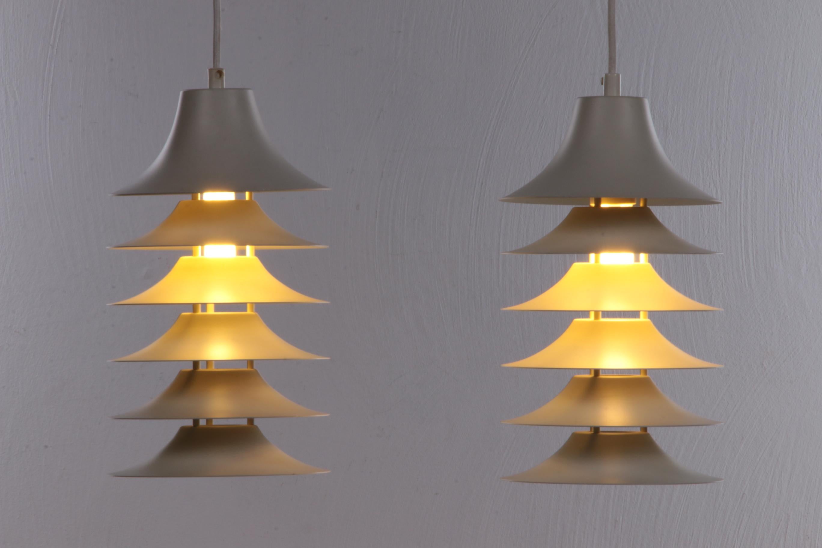 Vintage Set of 2 Hanging Lamps Design by Jorgen Gammelgaard, 1970 Denmark In Good Condition In Oostrum-Venray, NL