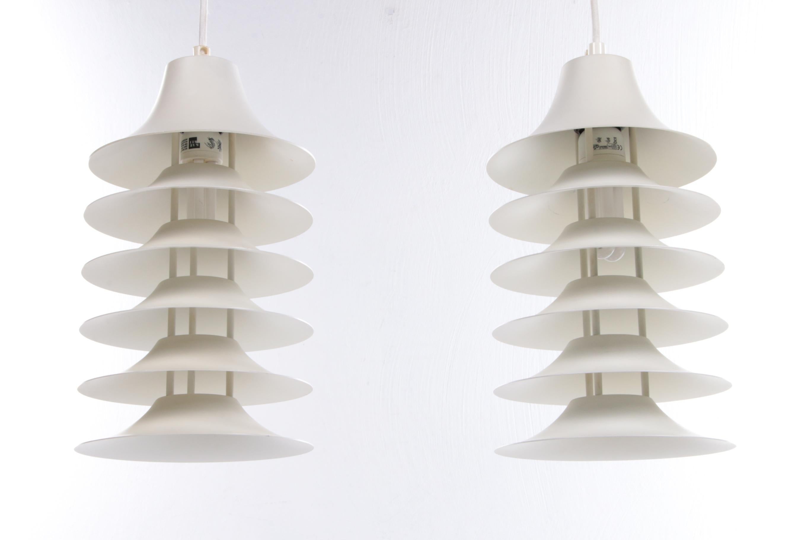 Aluminum Vintage Set of 2 Hanging Lamps Design by Jorgen Gammelgaard, 1970 Denmark