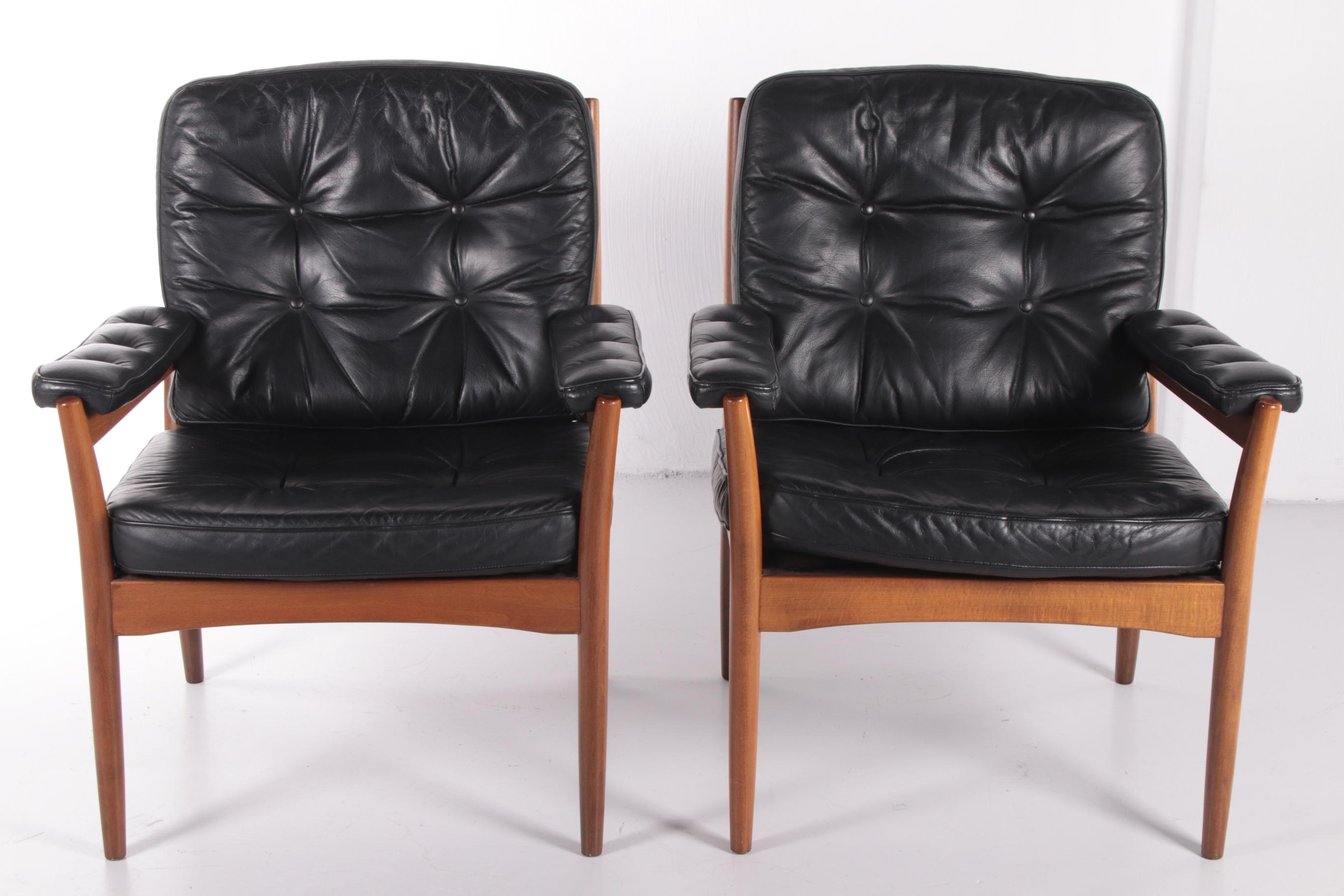 Mid-Century Modern Vintage Set of 2 Lounge Chairs by Gote Mobler Nassjo, Sweden, 1970s