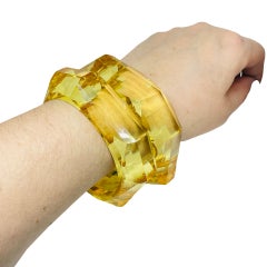 Vintage set of 2 massive geometric resin designer bangle bracelets