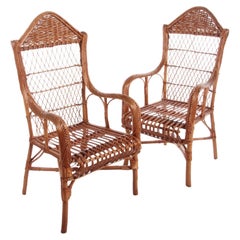 Vintage Set of 2 Rattan Chairs Made Around 1960s, the Netherlands