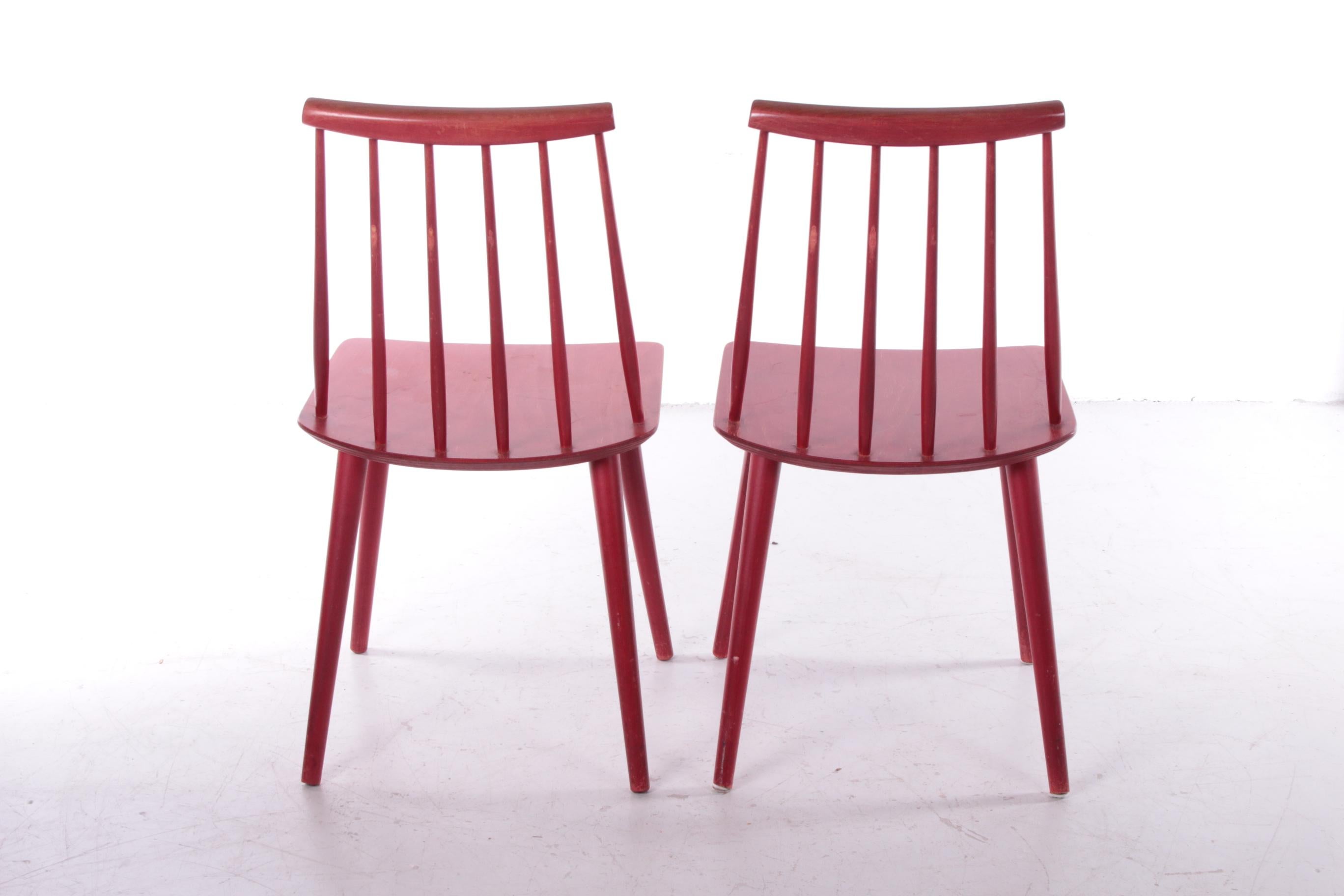 Danish Vintage set of 2 Scandinavian wooden kitchen chairs, 1960s