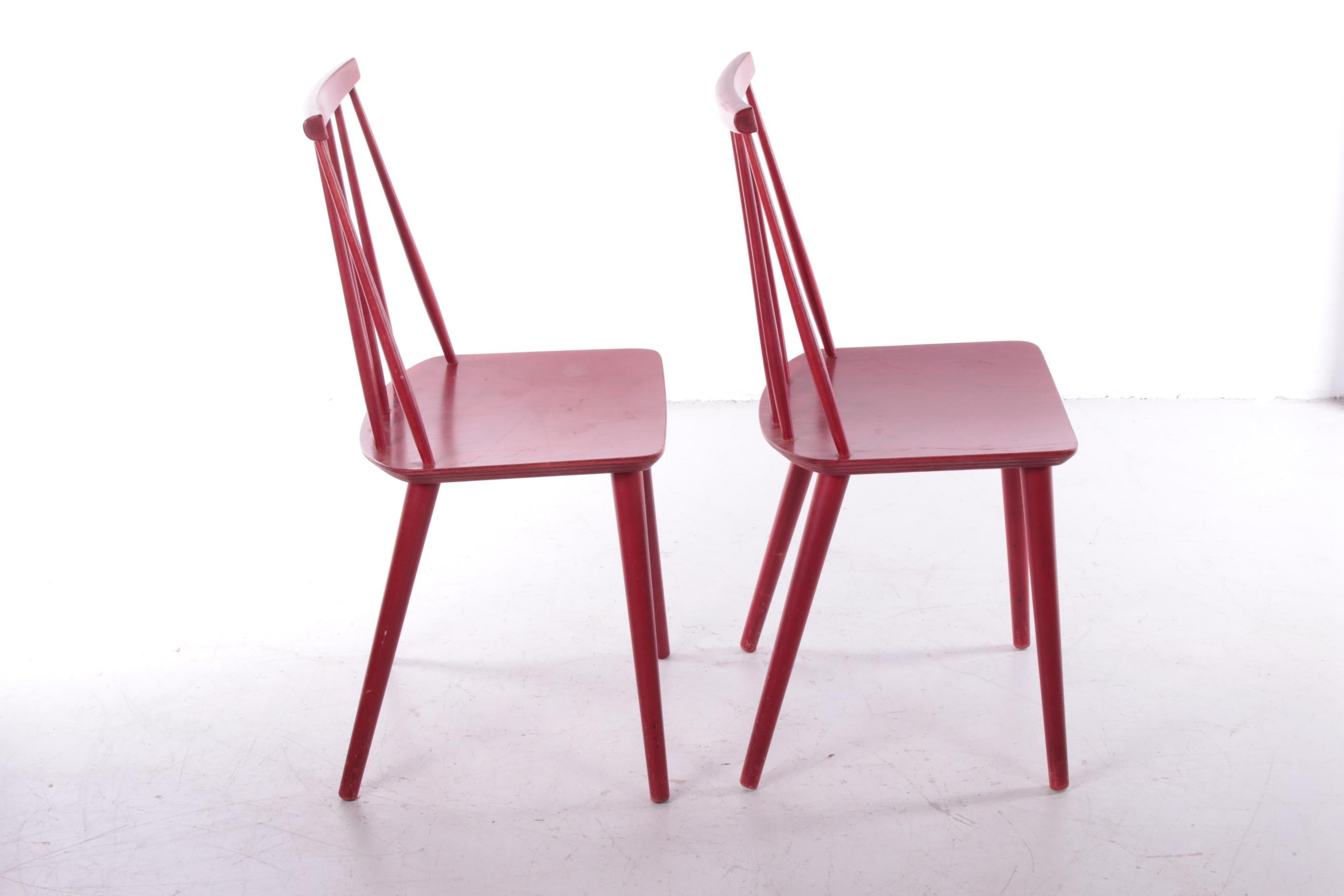 Vintage set of 2 Scandinavian wooden kitchen chairs, 1960s In Good Condition In Oostrum-Venray, NL
