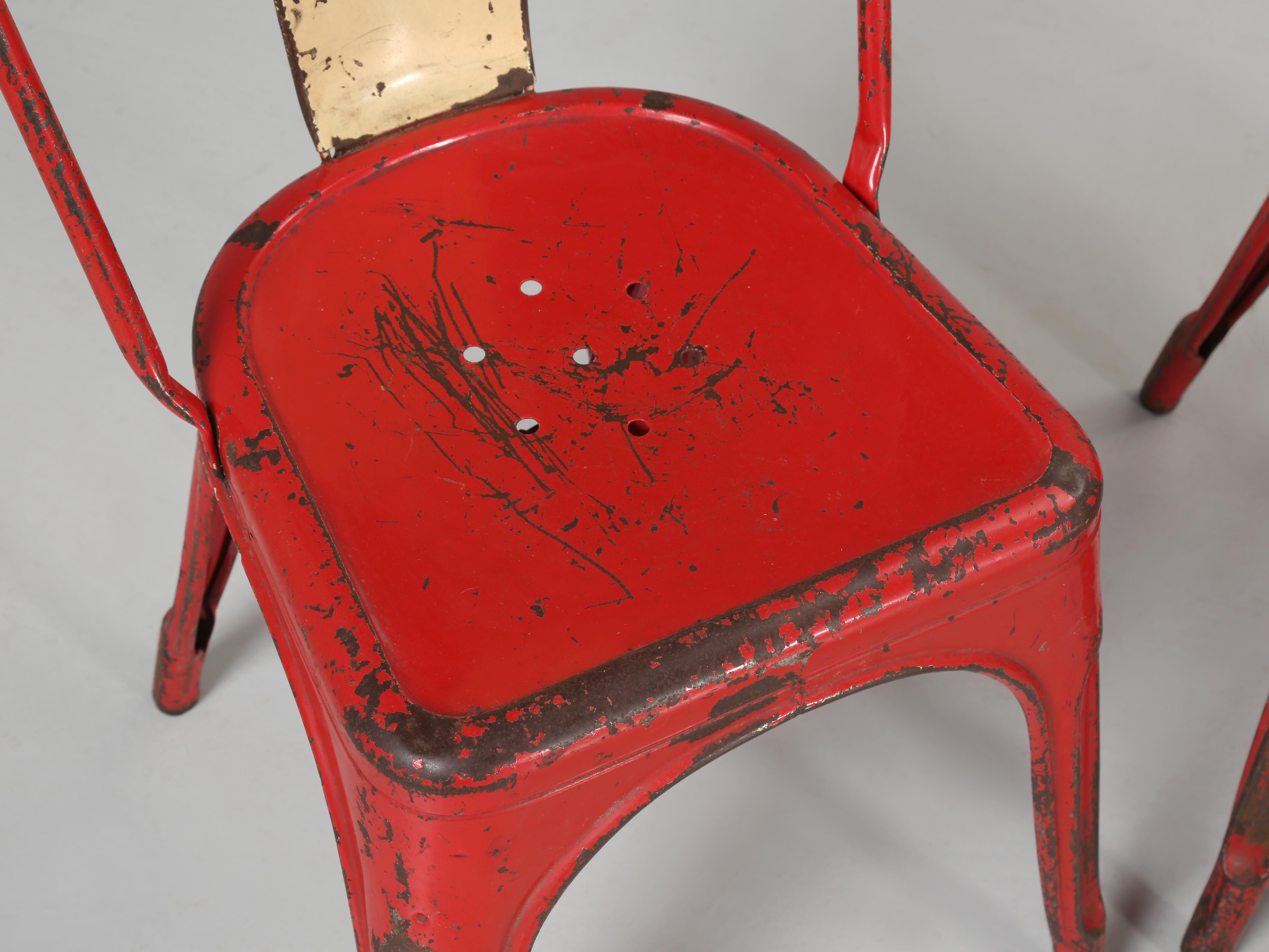Vintage-Set '24' Echte Tolix-Stühle im Vintage-Stil mit Nahgeflecht, ca. 1950er Jahre, Zustand und Varianten im Angebot 5