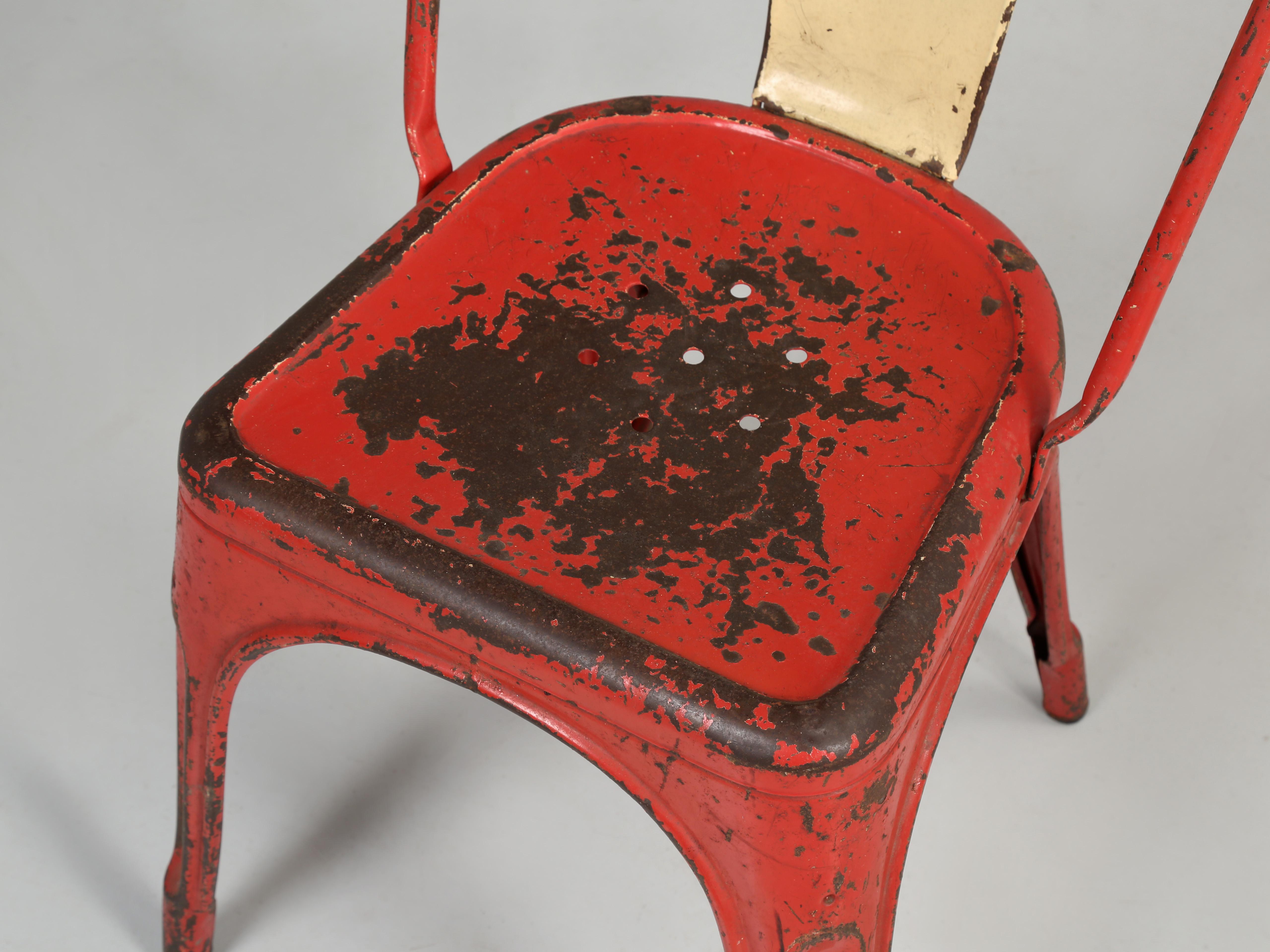 Vintage-Set '24' Echte Tolix-Stühle im Vintage-Stil mit Nahgeflecht, ca. 1950er Jahre, Zustand und Varianten im Angebot 6