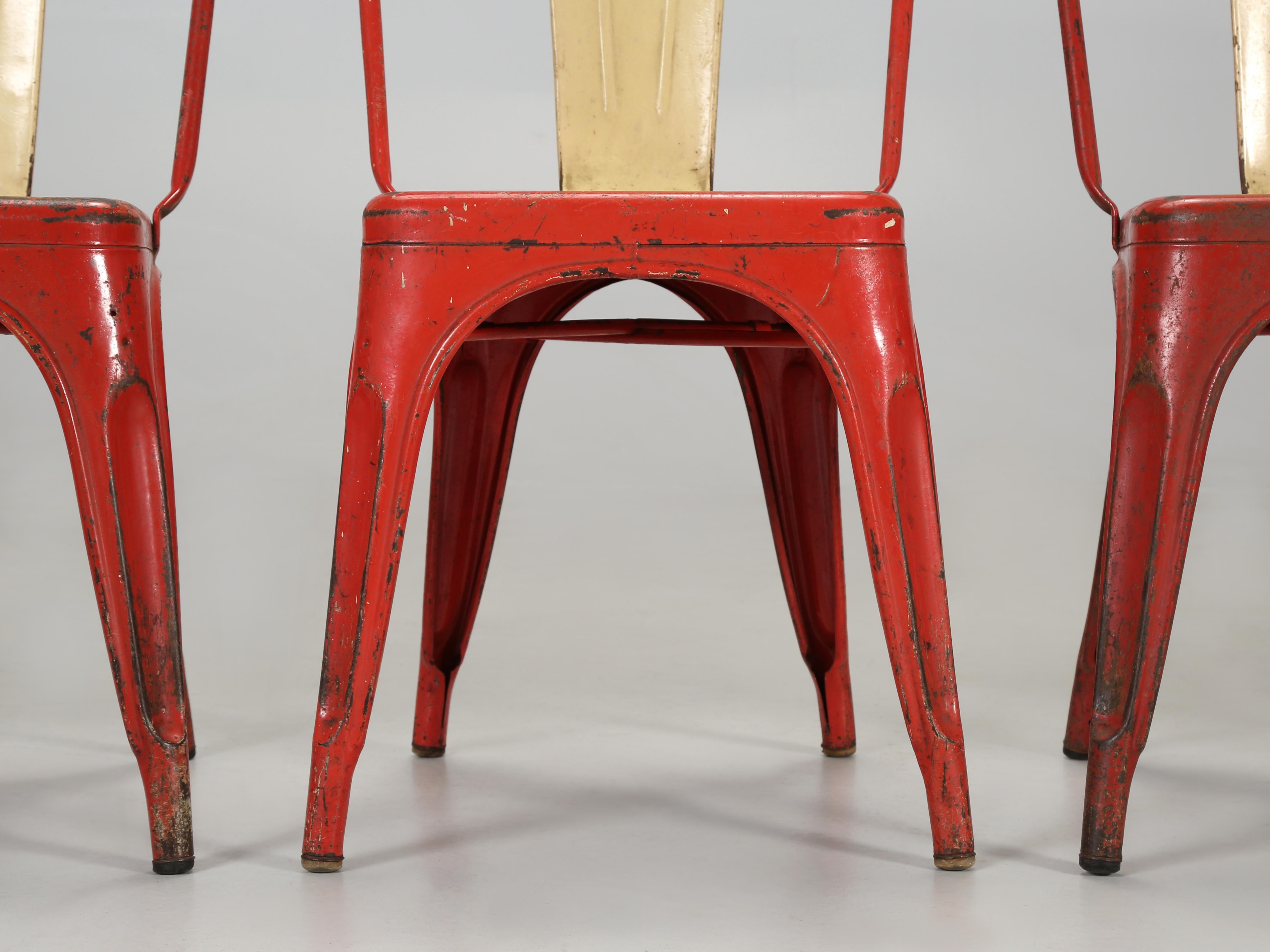 Vintage-Set '24' Echte Tolix-Stühle im Vintage-Stil mit Nahgeflecht, ca. 1950er Jahre, Zustand und Varianten im Angebot 7