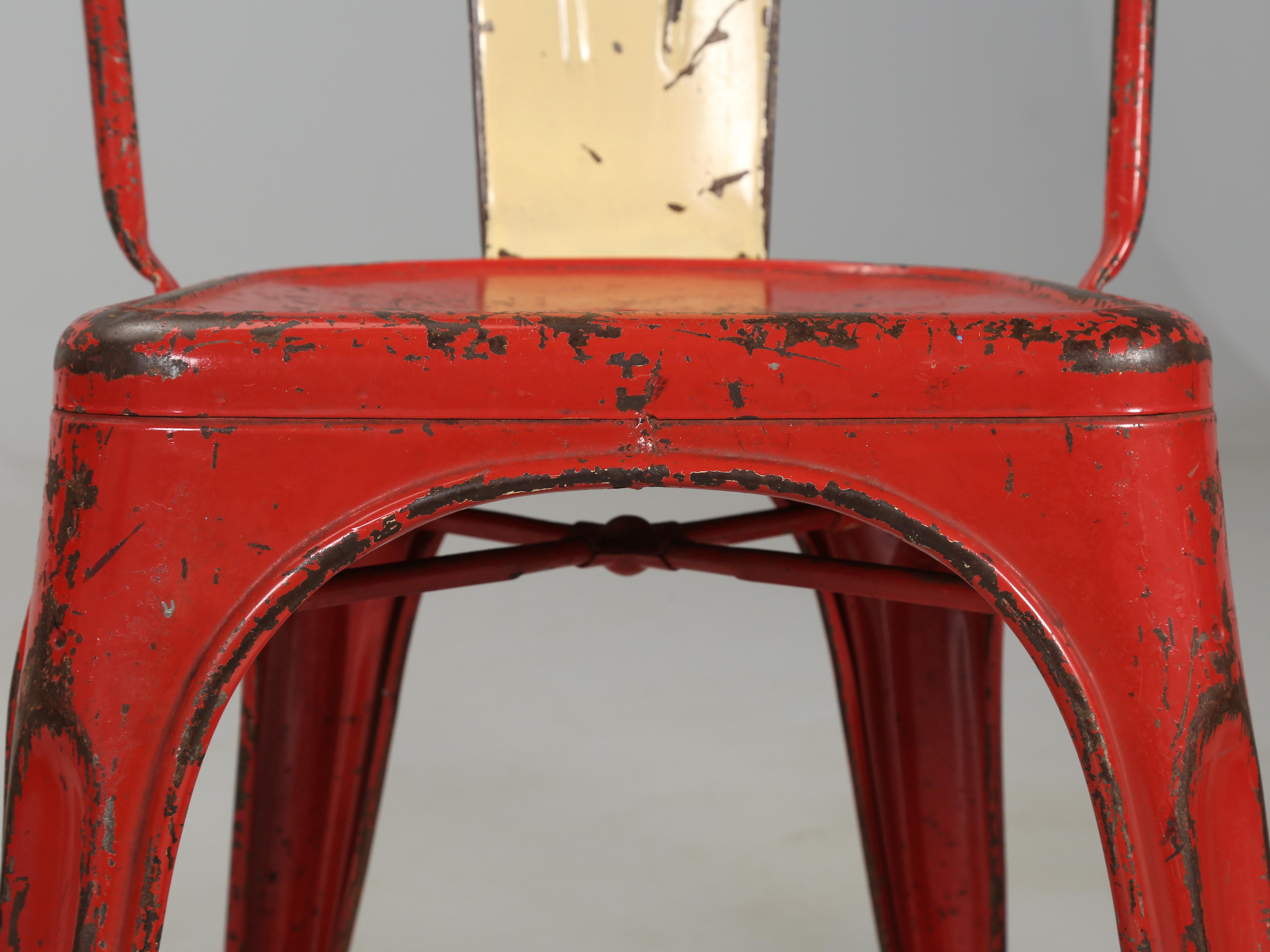Vintage-Set '24' Echte Tolix-Stühle im Vintage-Stil mit Nahgeflecht, ca. 1950er Jahre, Zustand und Varianten im Angebot 8