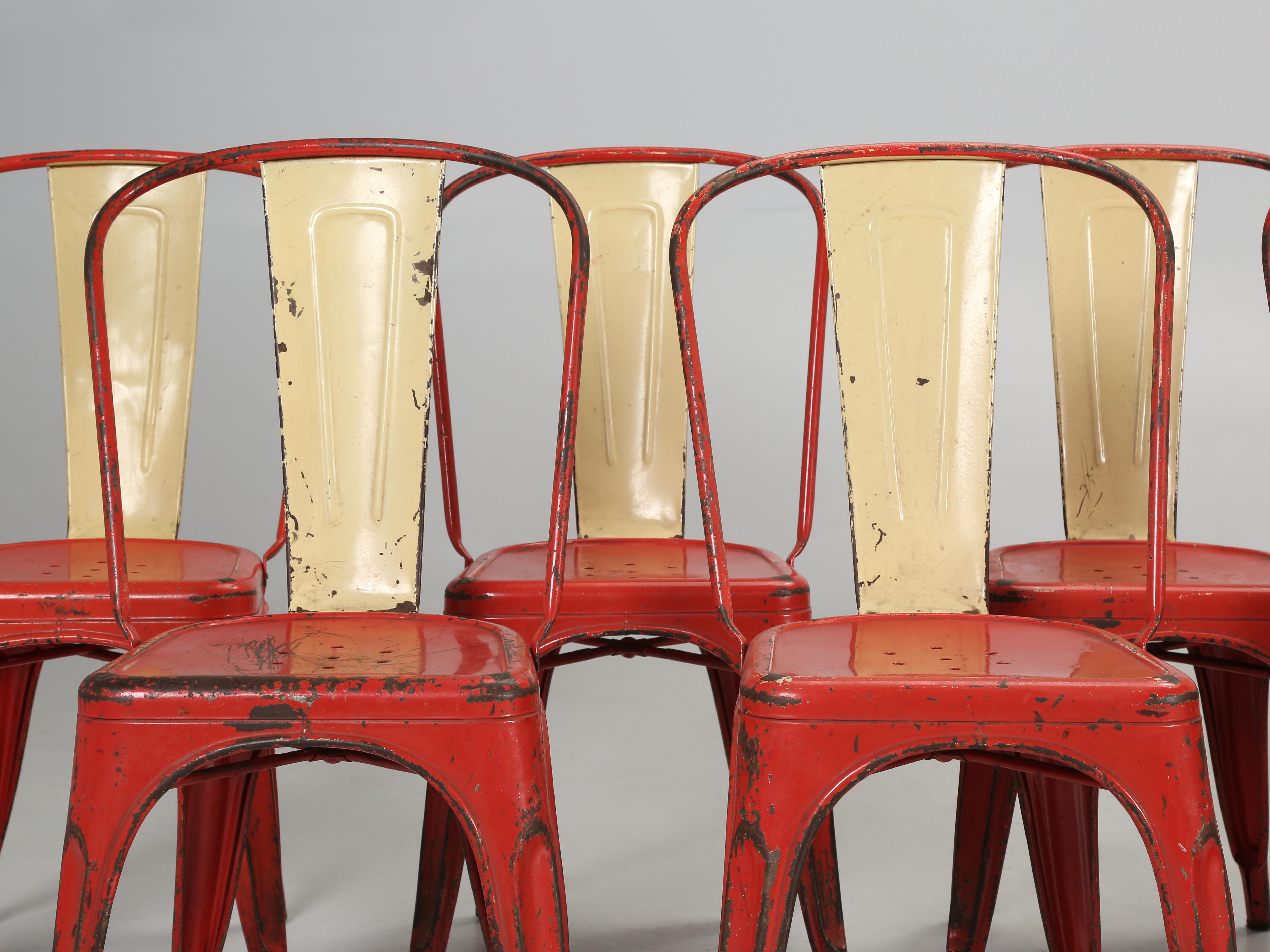 Vintage-Set '24' Echte Tolix-Stühle im Vintage-Stil mit Nahgeflecht, ca. 1950er Jahre, Zustand und Varianten (Europäisch) im Angebot