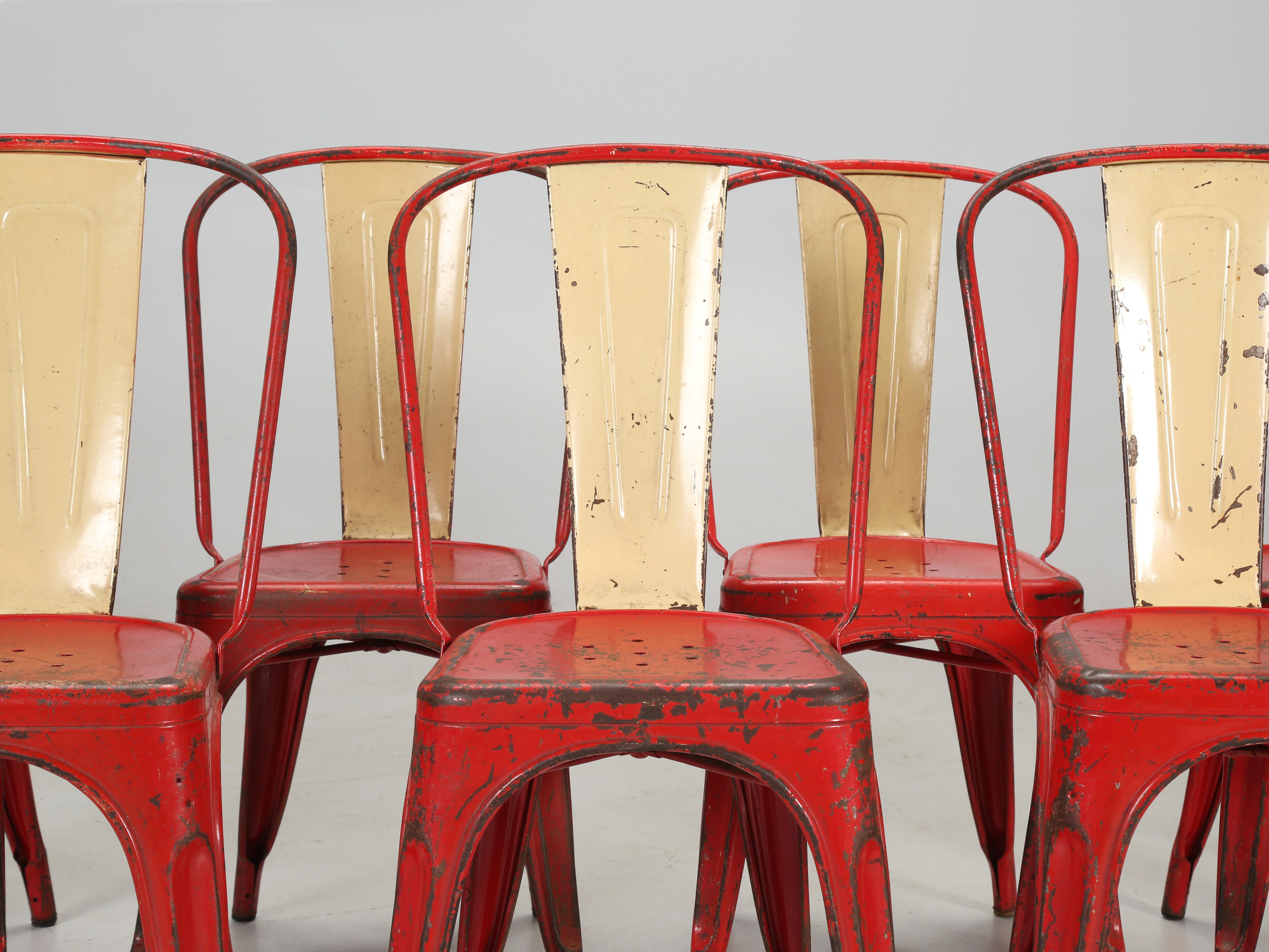 Vintage-Set '24' Echte Tolix-Stühle im Vintage-Stil mit Nahgeflecht, ca. 1950er Jahre, Zustand und Varianten (Handgefertigt) im Angebot