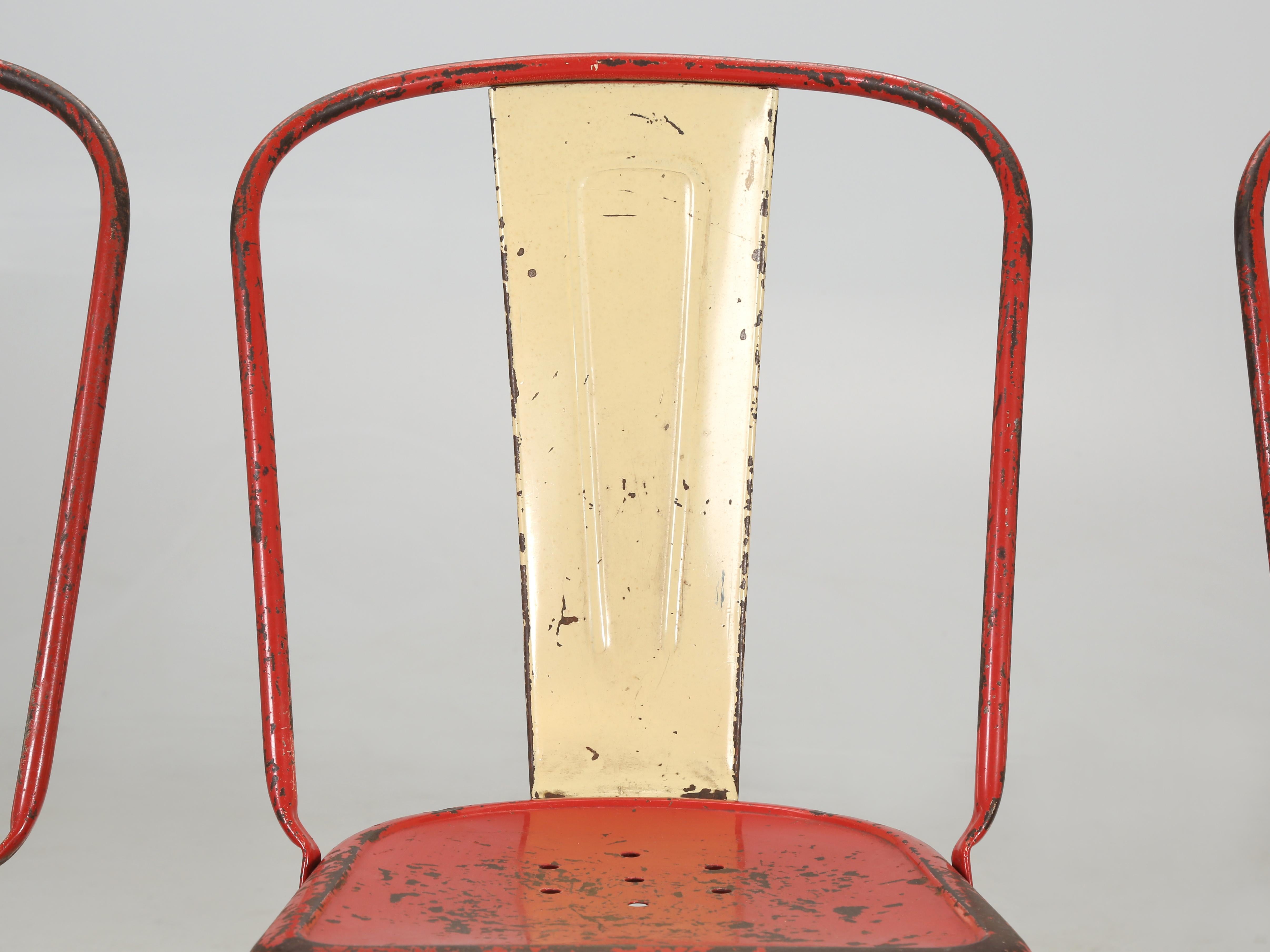 Vintage-Set '24' Echte Tolix-Stühle im Vintage-Stil mit Nahgeflecht, ca. 1950er Jahre, Zustand und Varianten (Stahl) im Angebot