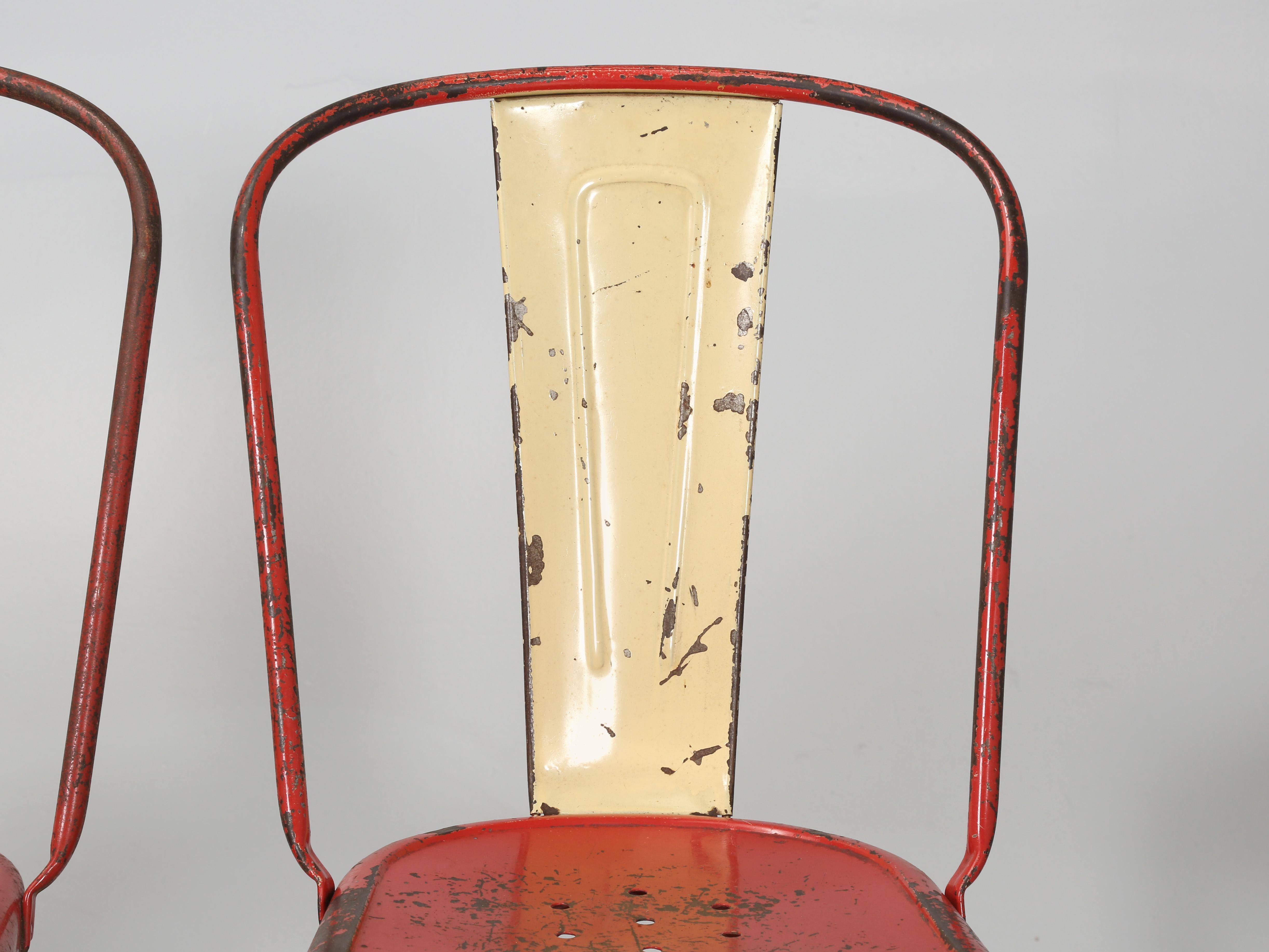 Vintage-Set '24' Echte Tolix-Stühle im Vintage-Stil mit Nahgeflecht, ca. 1950er Jahre, Zustand und Varianten im Angebot 1