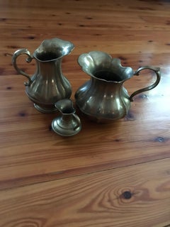 Vintage Set of 3 Brass Pitcher, circa 1950s