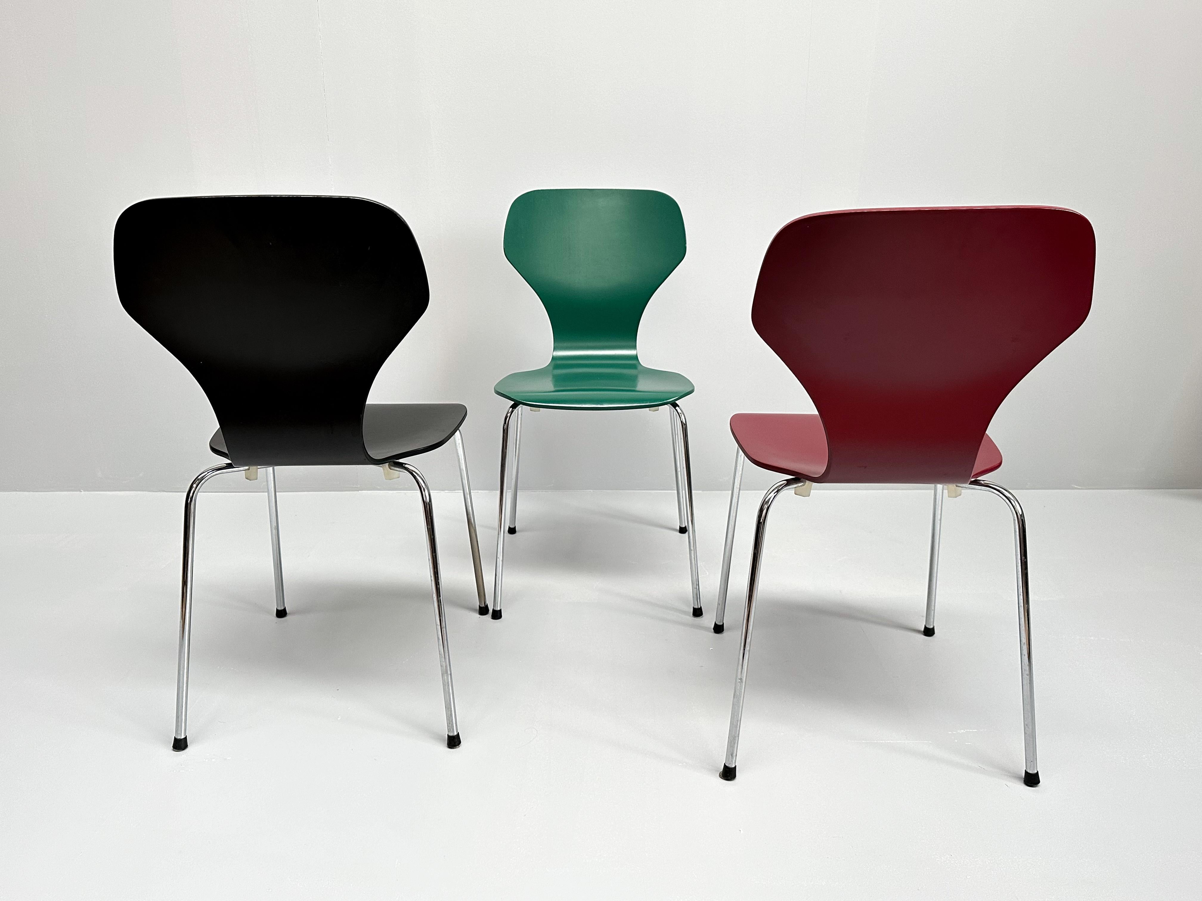 Vintage Satz von 3 dänischen modernen Stühlen von Phoenix, Dänemark 1990er Jahre. im Angebot 2