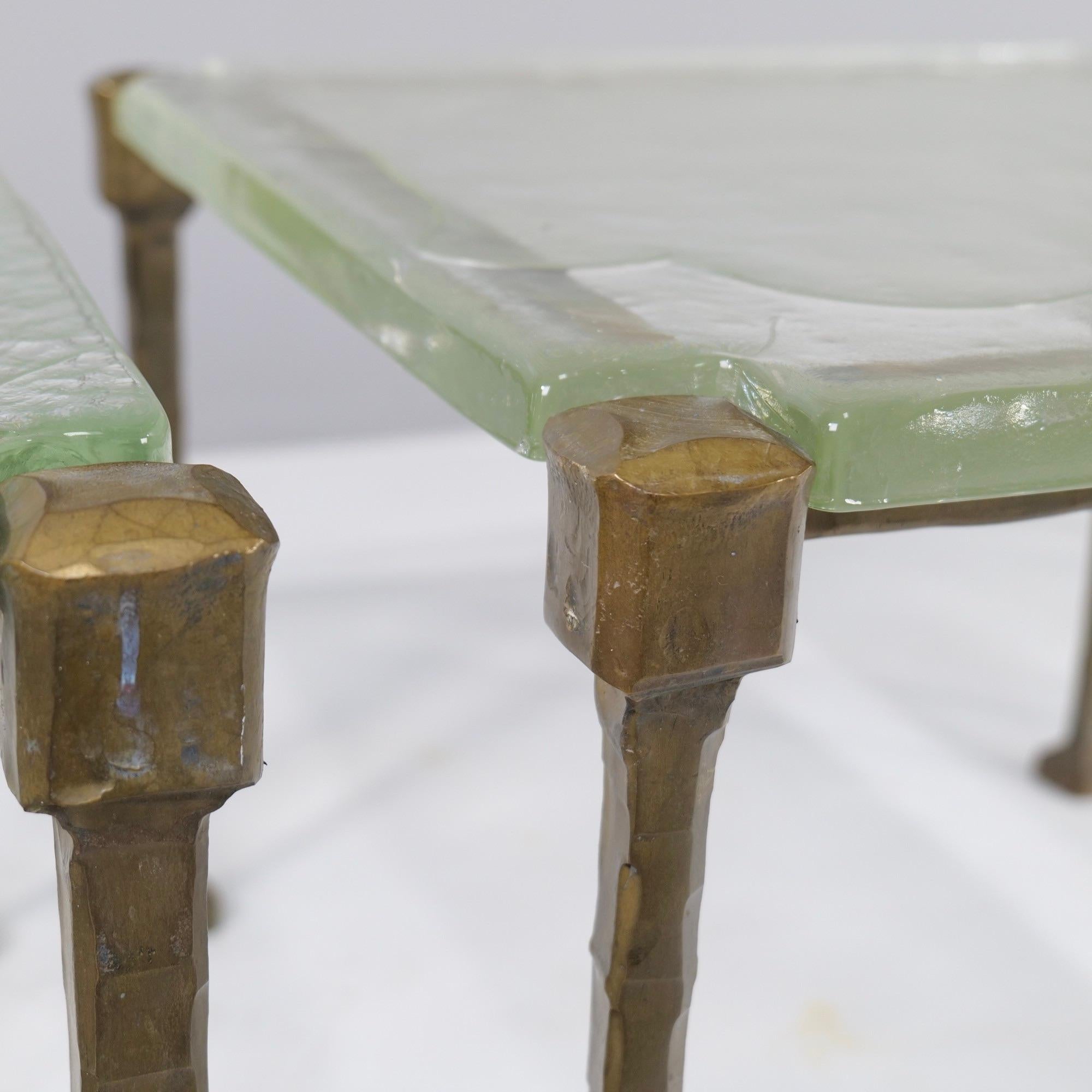 vintage set forged bronzed tables attributed Lothar Klute 1980's Germany 2