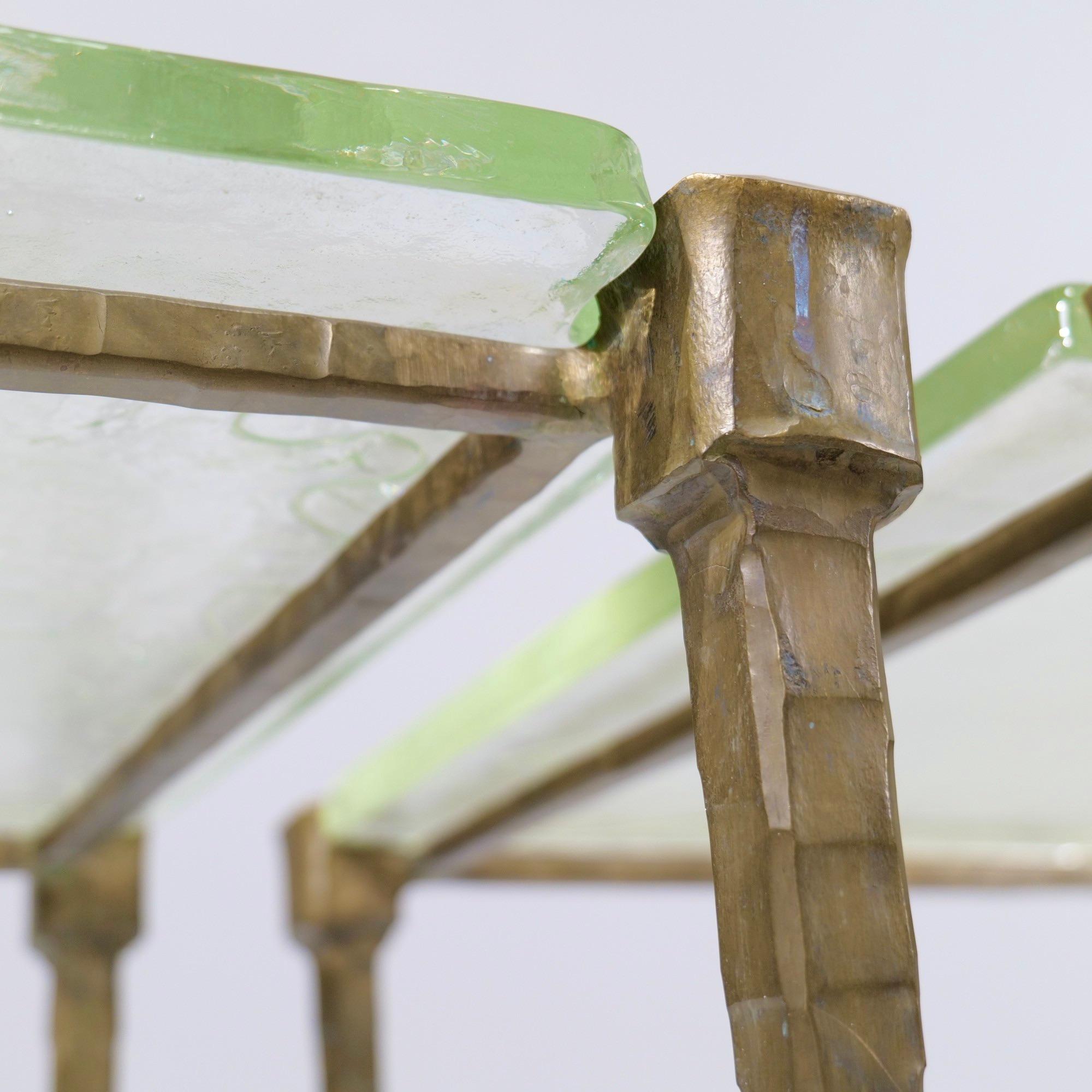 vintage set forged bronzed tables attributed Lothar Klute 1980's Germany 3