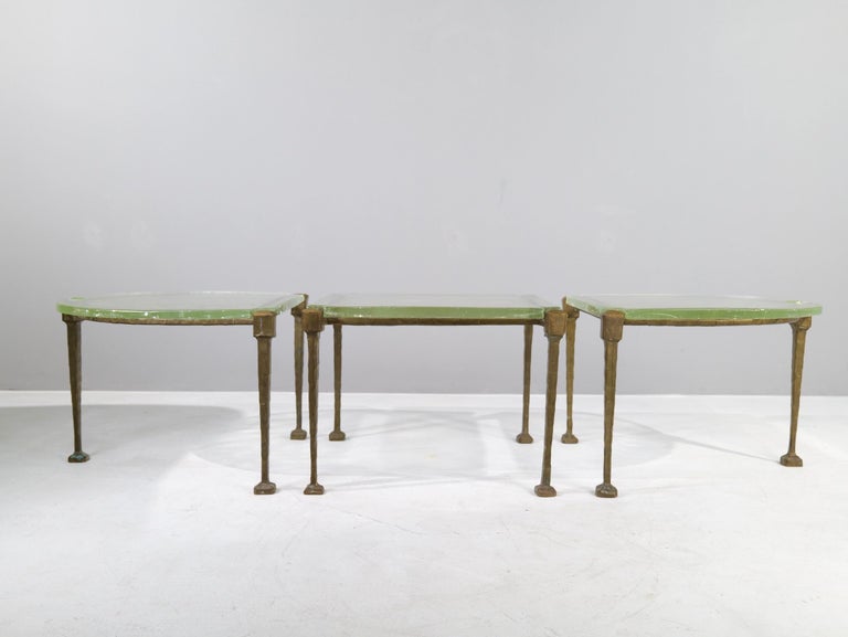 Brutalist vintage set forged bronzed tables attributed Lothar Klute 1980's Germany
