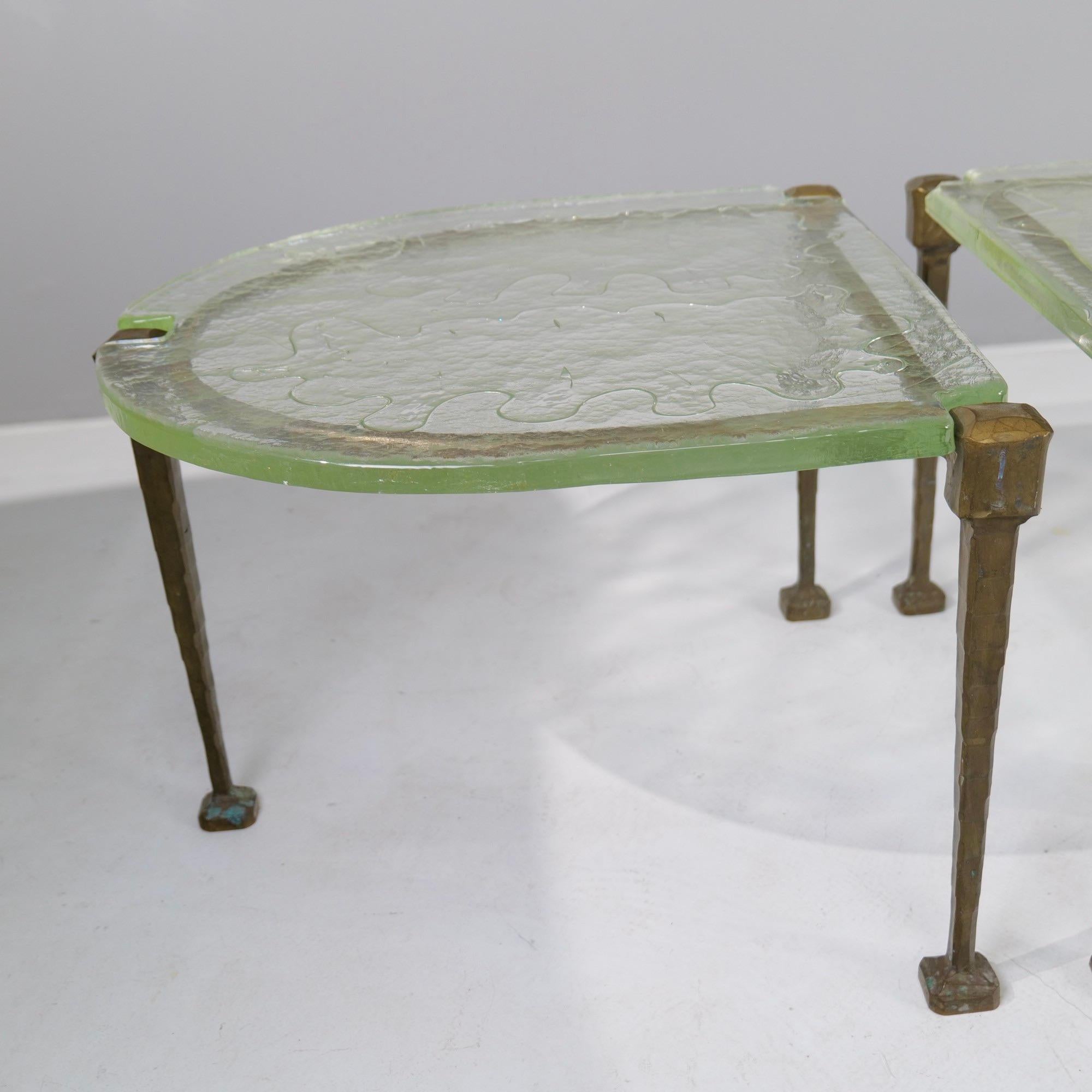 Cast vintage set forged bronzed tables attributed Lothar Klute 1980's Germany