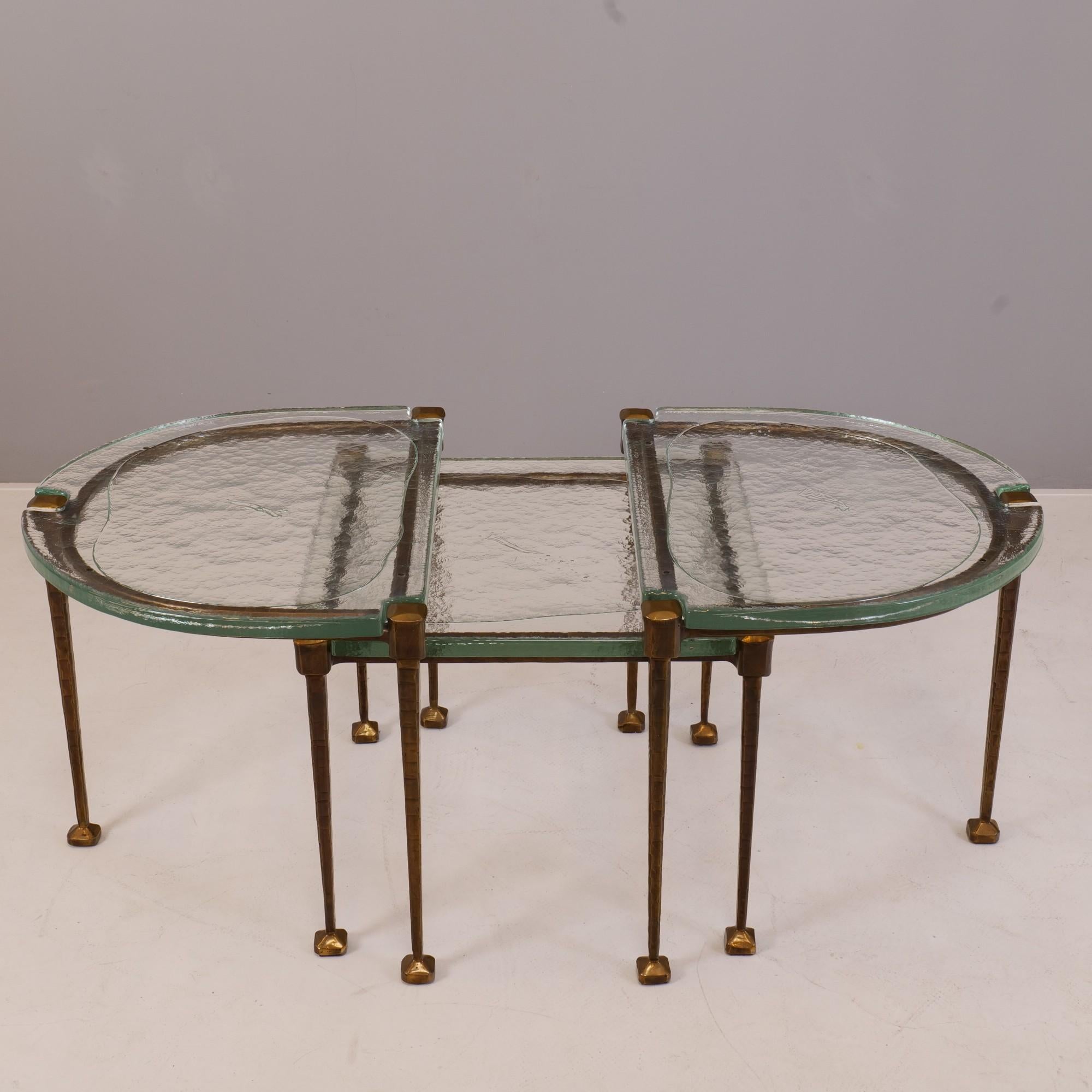 vintage set of 3 german cast bronzed tables in style of Lothar Klute 1980's In Excellent Condition In Saarbrücken, SL
