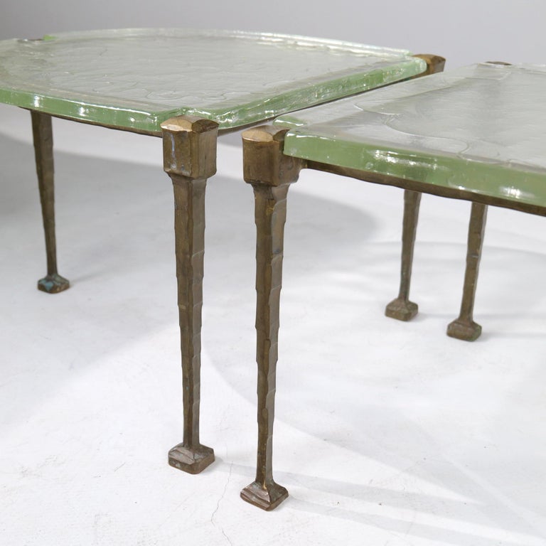 Bronze vintage set forged bronzed tables attributed Lothar Klute 1980's Germany