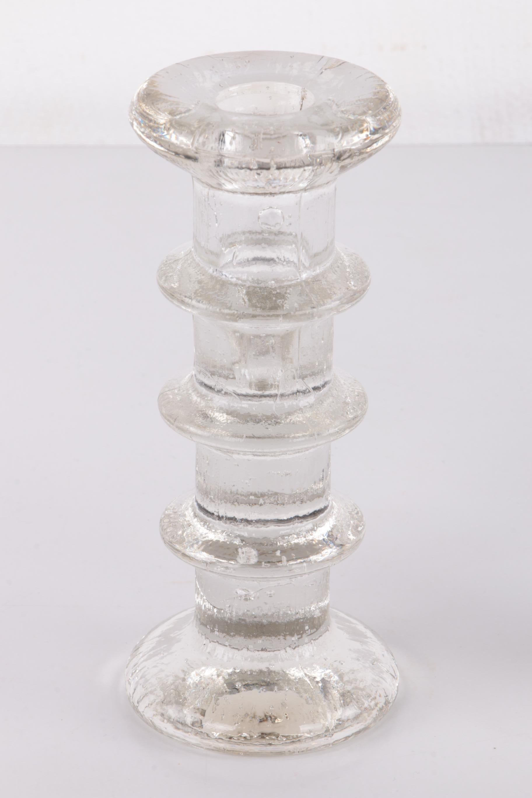 Vintage Set of 3 Iittala Glass Candlesticks Design by Timo Sarpaneva 1960s 1