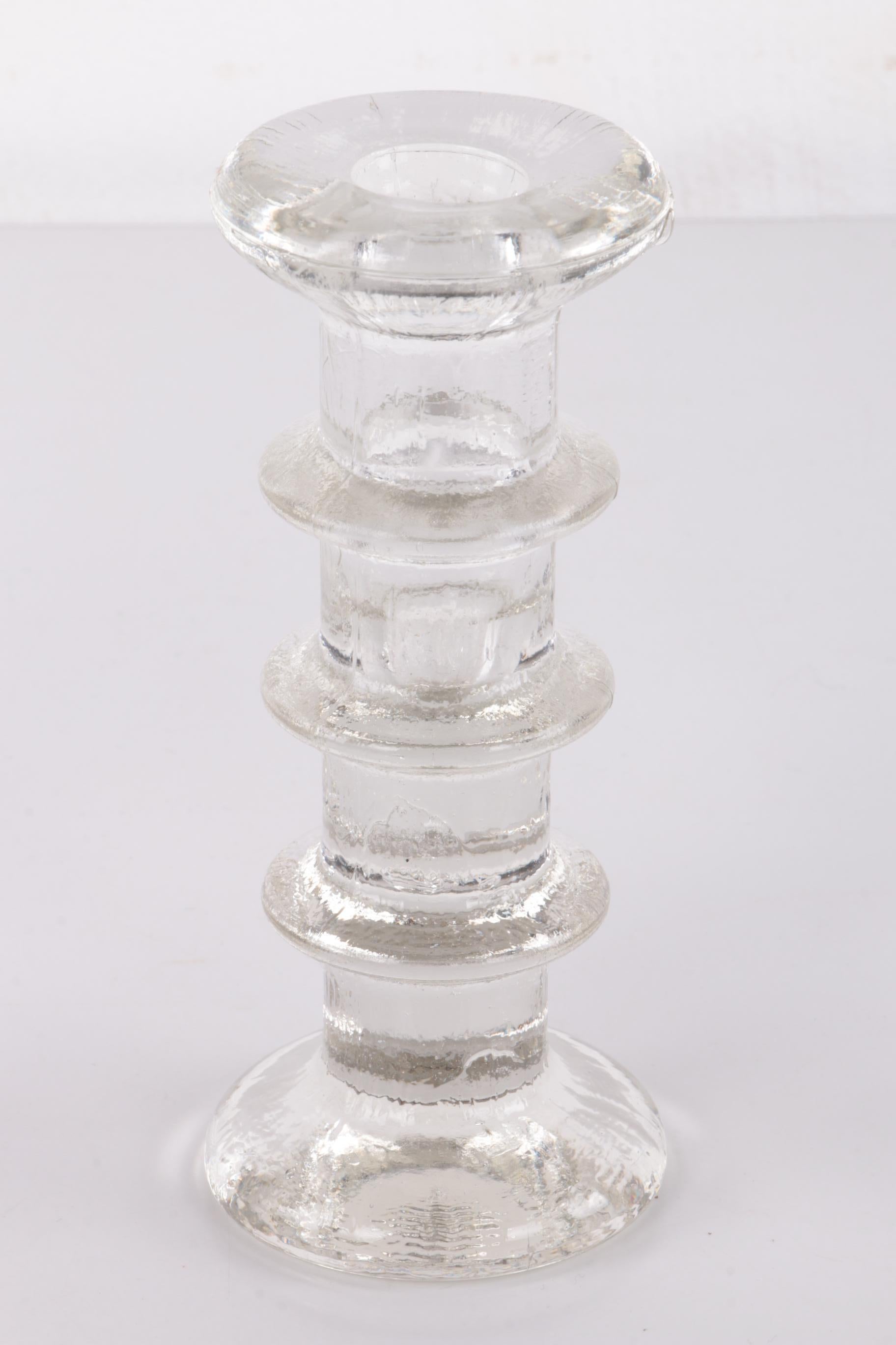 Vintage Set of 3 Iittala Glass Candlesticks Design by Timo Sarpaneva 1960s 2