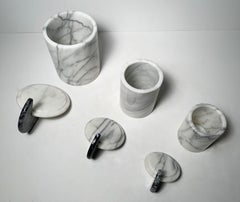 Vintage Set of 3 Italian Post Modern Memphis Marble Canisters Attrib to Raymor