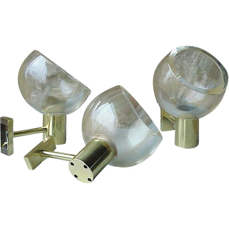 Vintage Set of 3 Wall Lamp Gold Inclusion Seguso Flavio Poli, Italy, 1960 For Sale 5