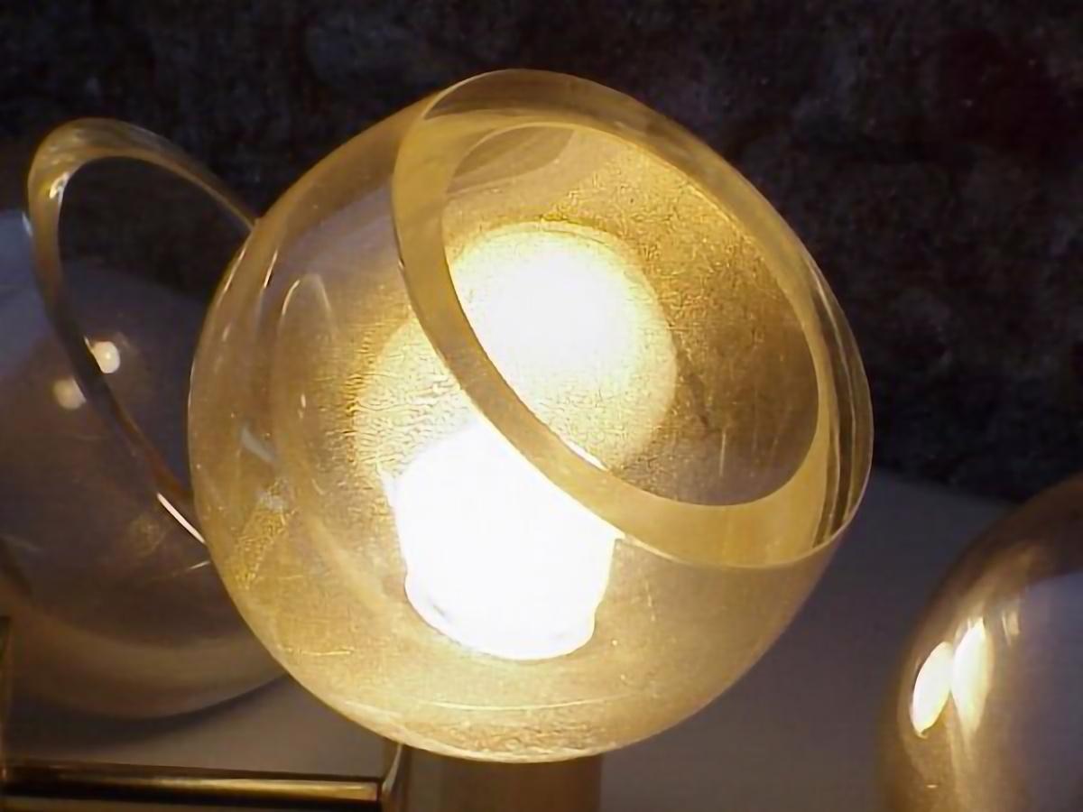 Mid-Century Modern Vintage Set of 3 Wall Lamp Gold Inclusion Seguso Flavio Poli, Italy, 1960 For Sale