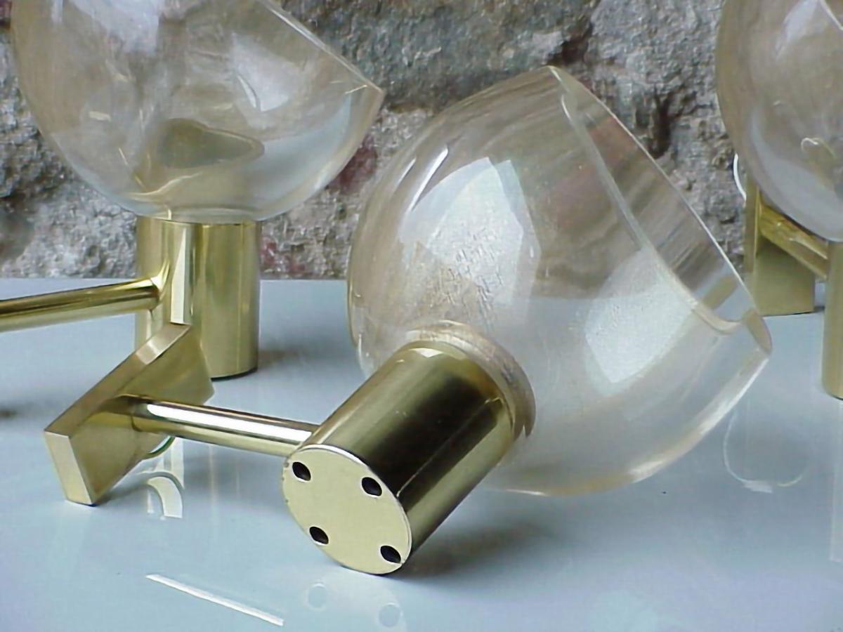 Brass Vintage Set of 3 Wall Lamp Gold Inclusion Seguso Flavio Poli, Italy, 1960 For Sale