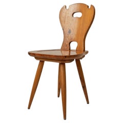 Vintage Set of 3 Wooden Farmhouse Chairs, Solid Wood Dining Seating, 1960s