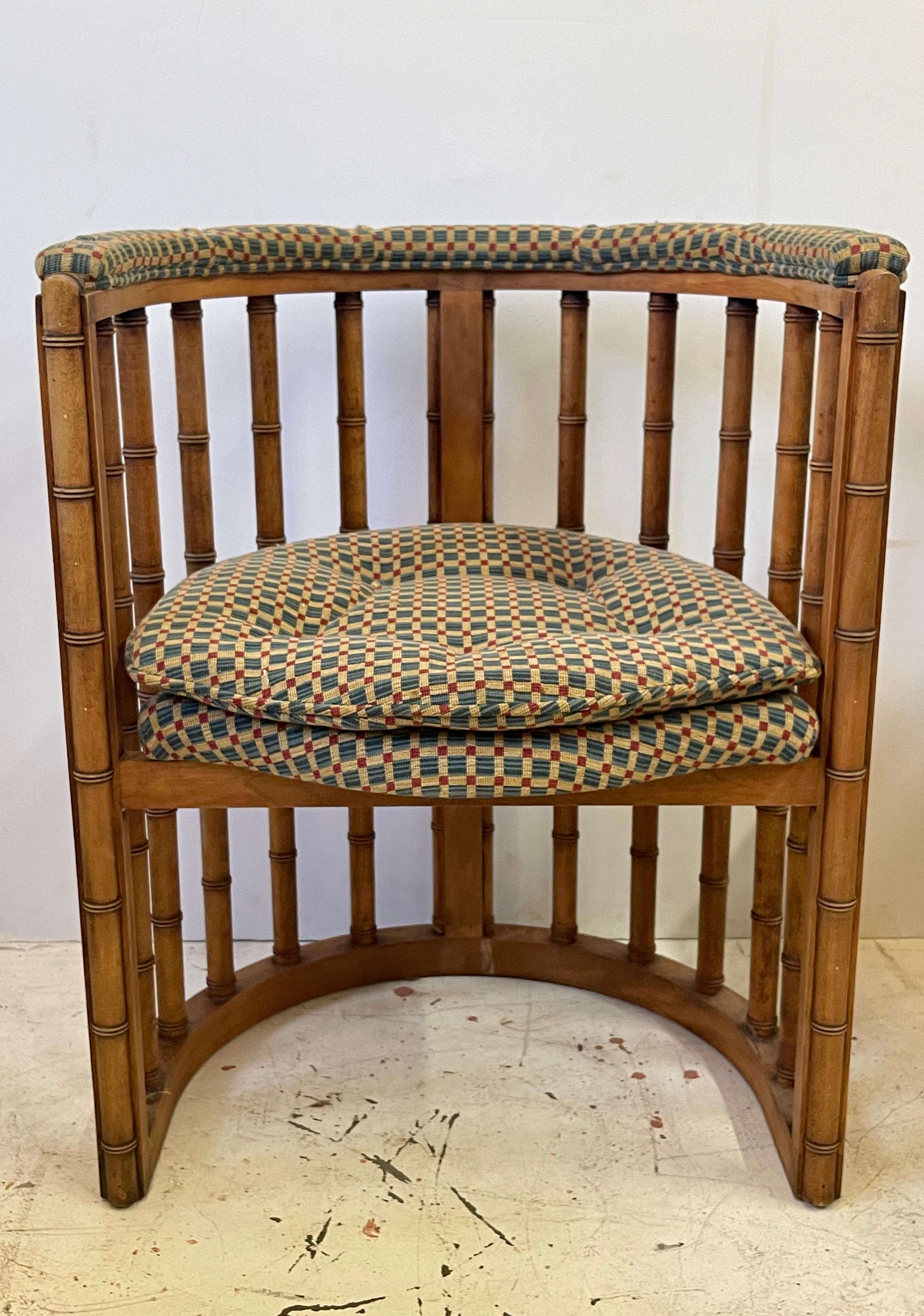 Vintage Set of 4 Bamboo Barrel Back Game Chairs 4