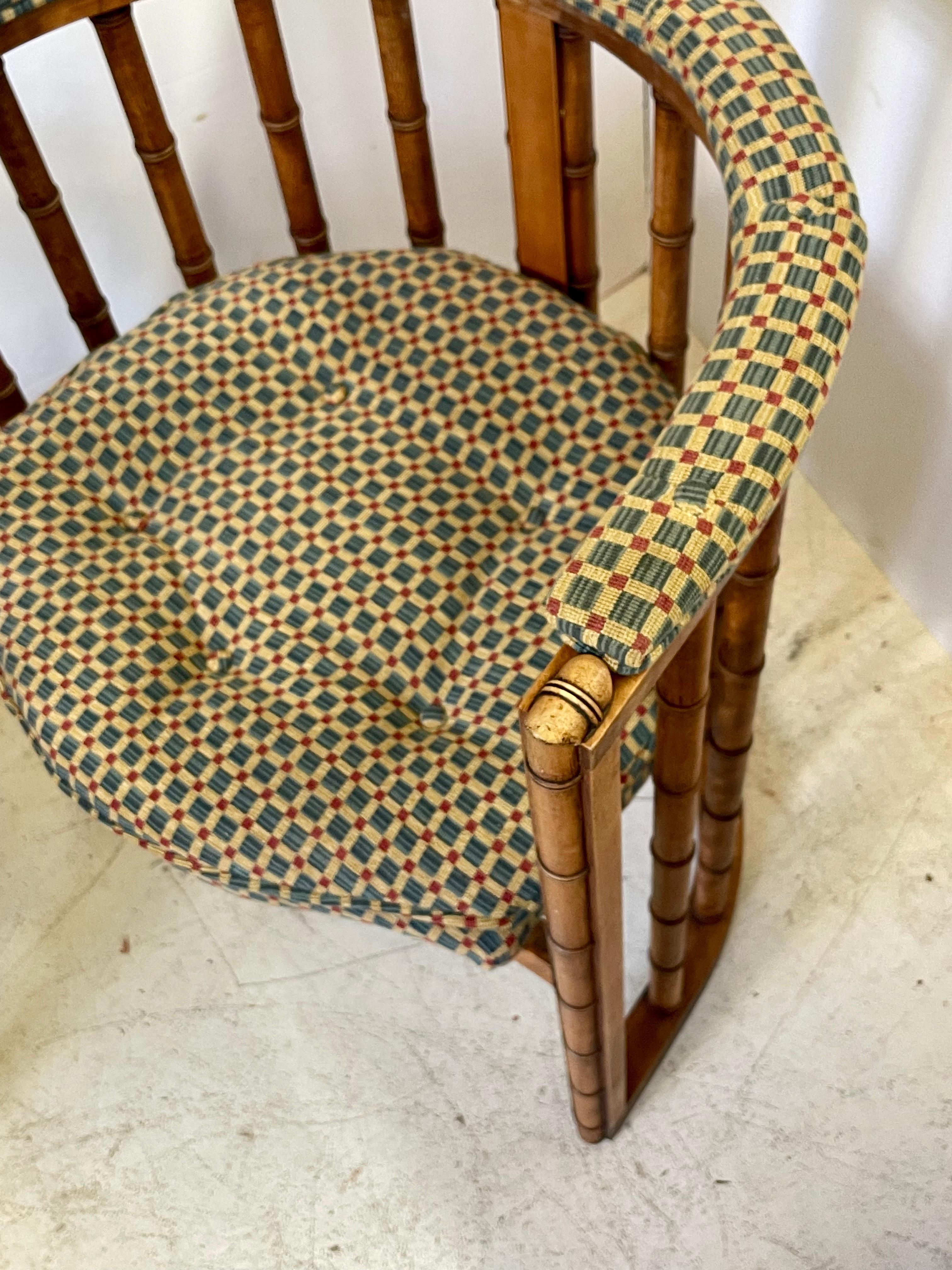 Vintage Set of 4 Bamboo Barrel Back Game Chairs 2