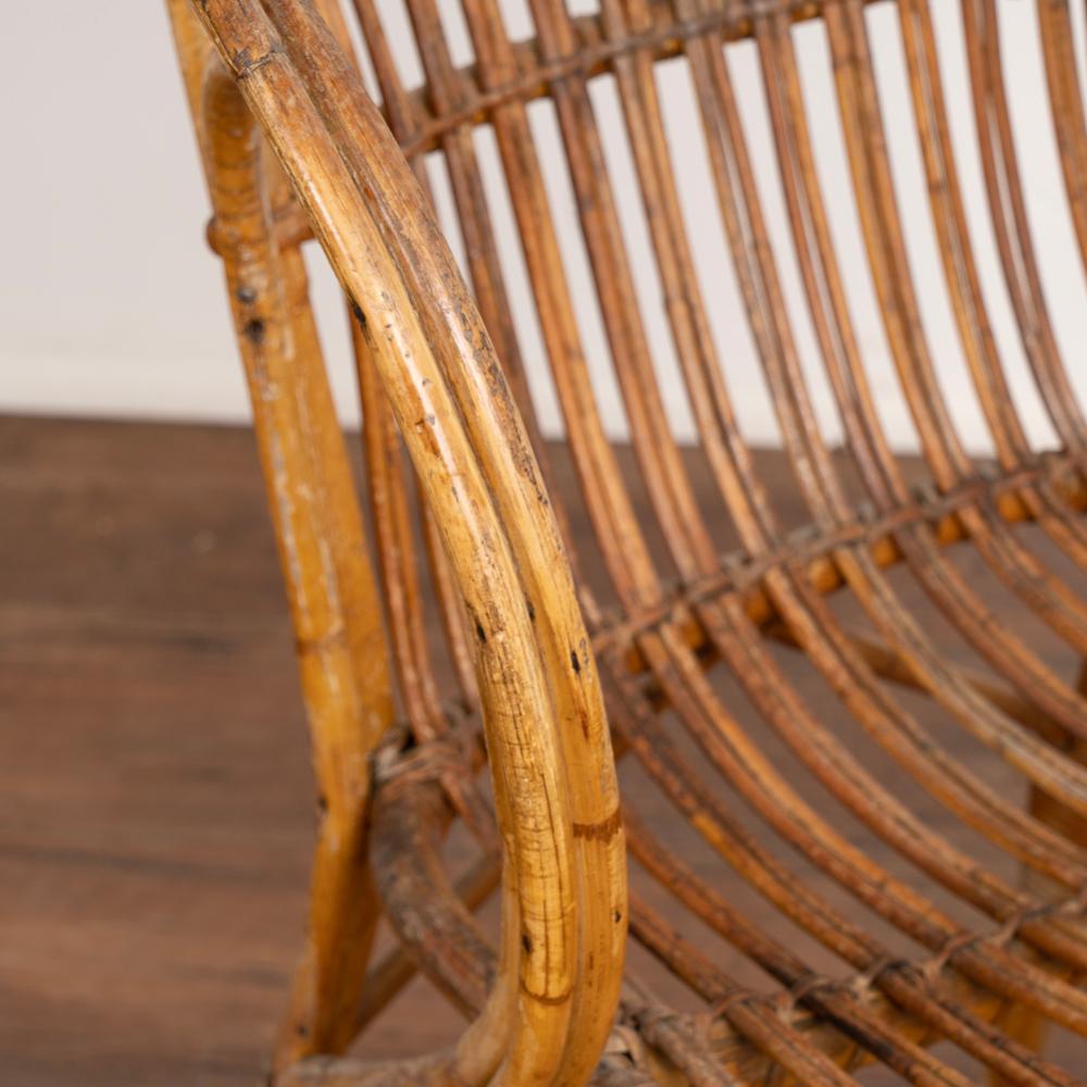 Ensemble vintage de 4 fauteuils en osier et bambou de Robert Wengler, Danemark, années 1960 en vente 2