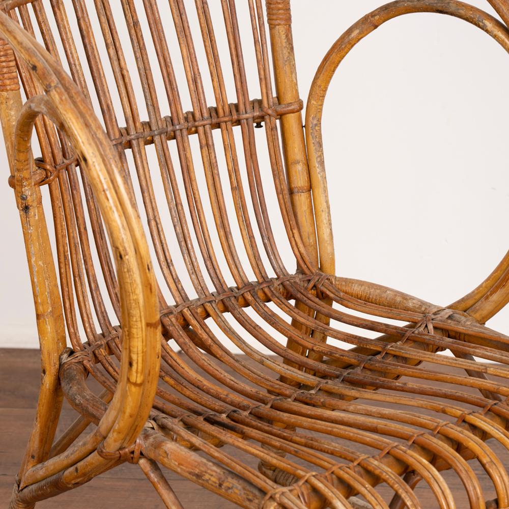Ensemble vintage de 4 fauteuils en osier et bambou de Robert Wengler, Danemark, années 1960 en vente 3