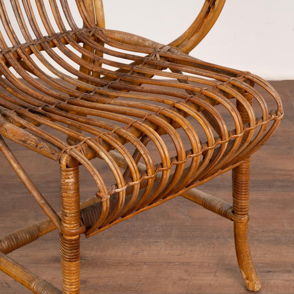 Ensemble vintage de 4 fauteuils en osier et bambou de Robert Wengler, Danemark, années 1960 en vente 4