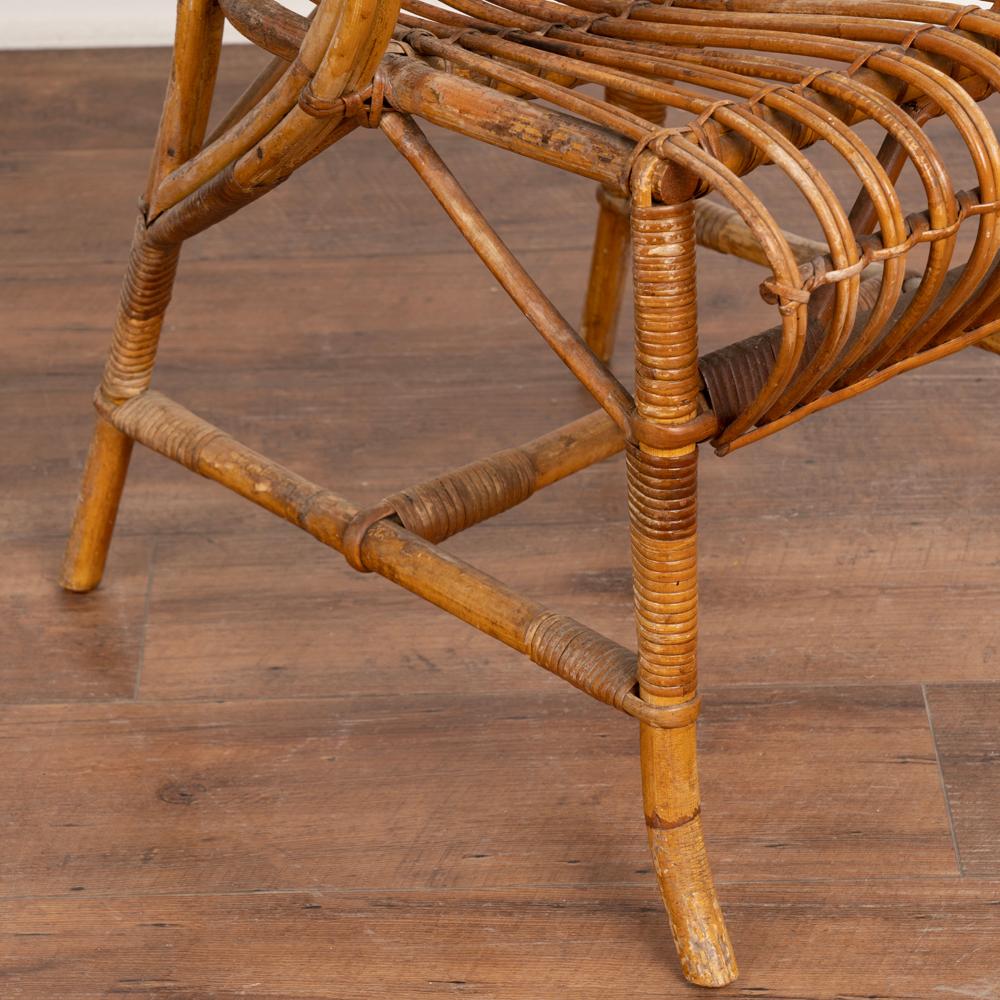 Ensemble vintage de 4 fauteuils en osier et bambou de Robert Wengler, Danemark, années 1960 en vente 5