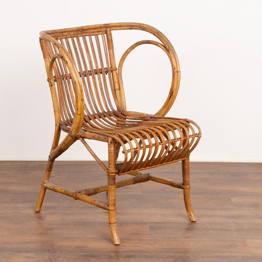 Danish Vintage Set of 4 Bamboo Wicker Arm Chairs by Robert Wengler, Denmark 1960's For Sale