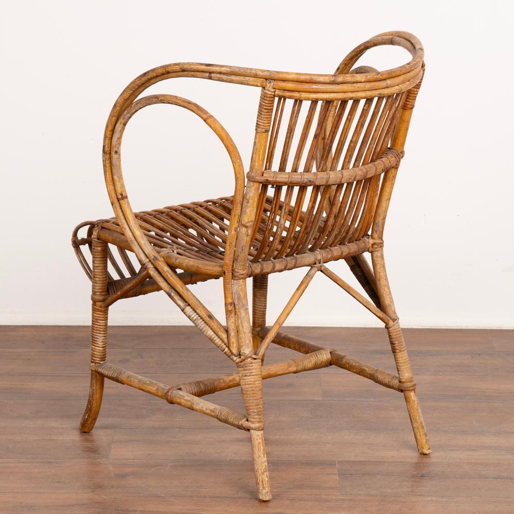 20ième siècle Ensemble vintage de 4 fauteuils en osier et bambou de Robert Wengler, Danemark, années 1960 en vente