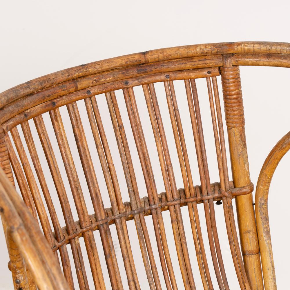 Vintage Set of 4 Bamboo Wicker Arm Chairs by Robert Wengler, Denmark 1960's For Sale 2