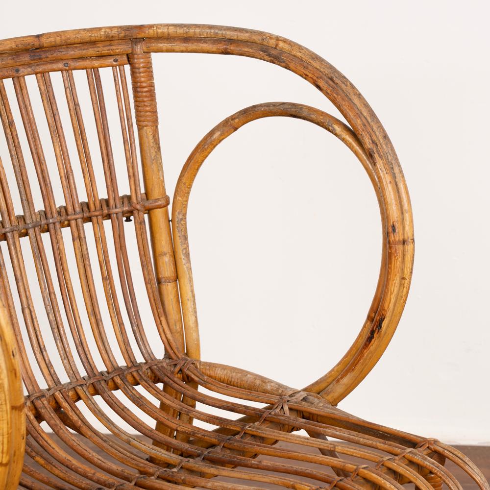 Vintage Set of 4 Bamboo Wicker Arm Chairs by Robert Wengler, Denmark 1960's For Sale 3
