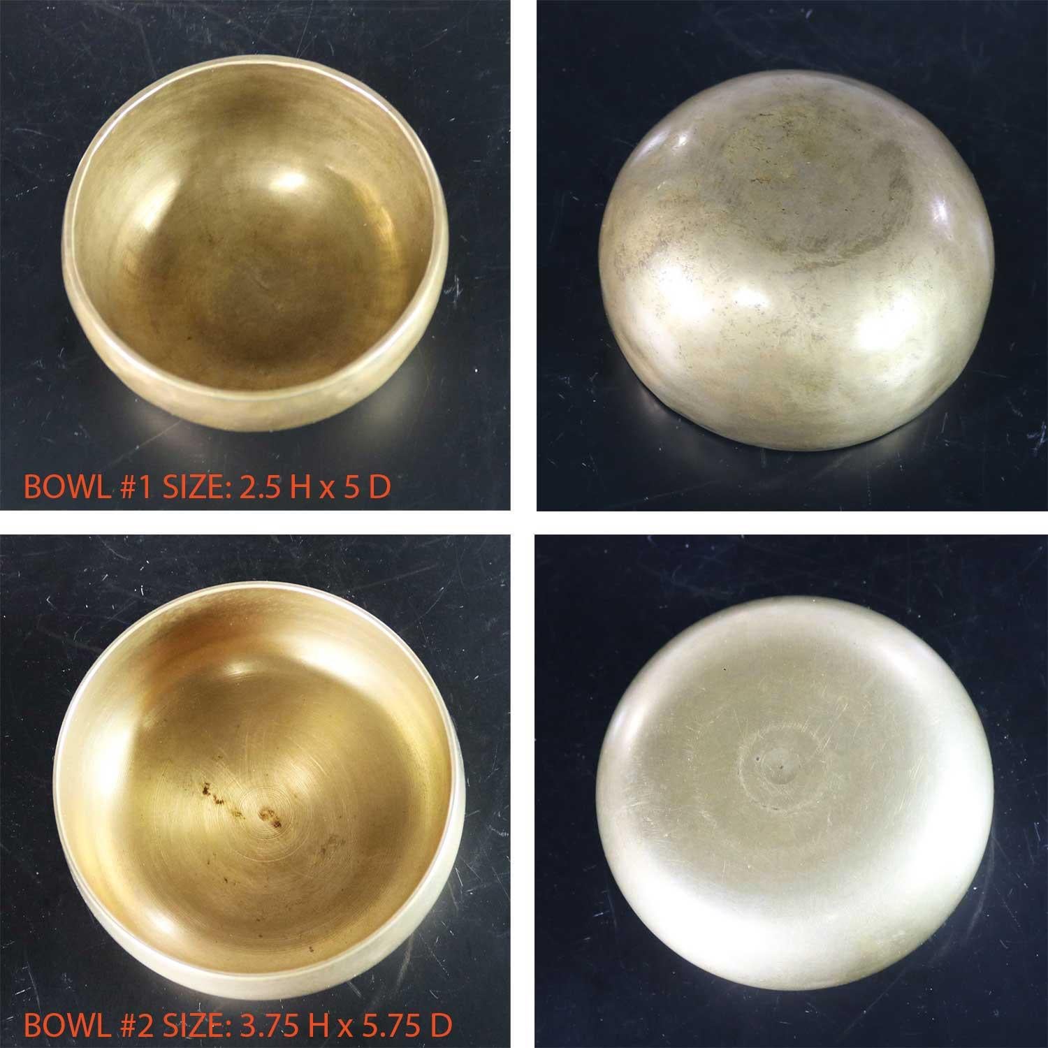Vintage Set of 4 Bronze Nesting Singing Bowls or Standing Bowls with Mallet 5