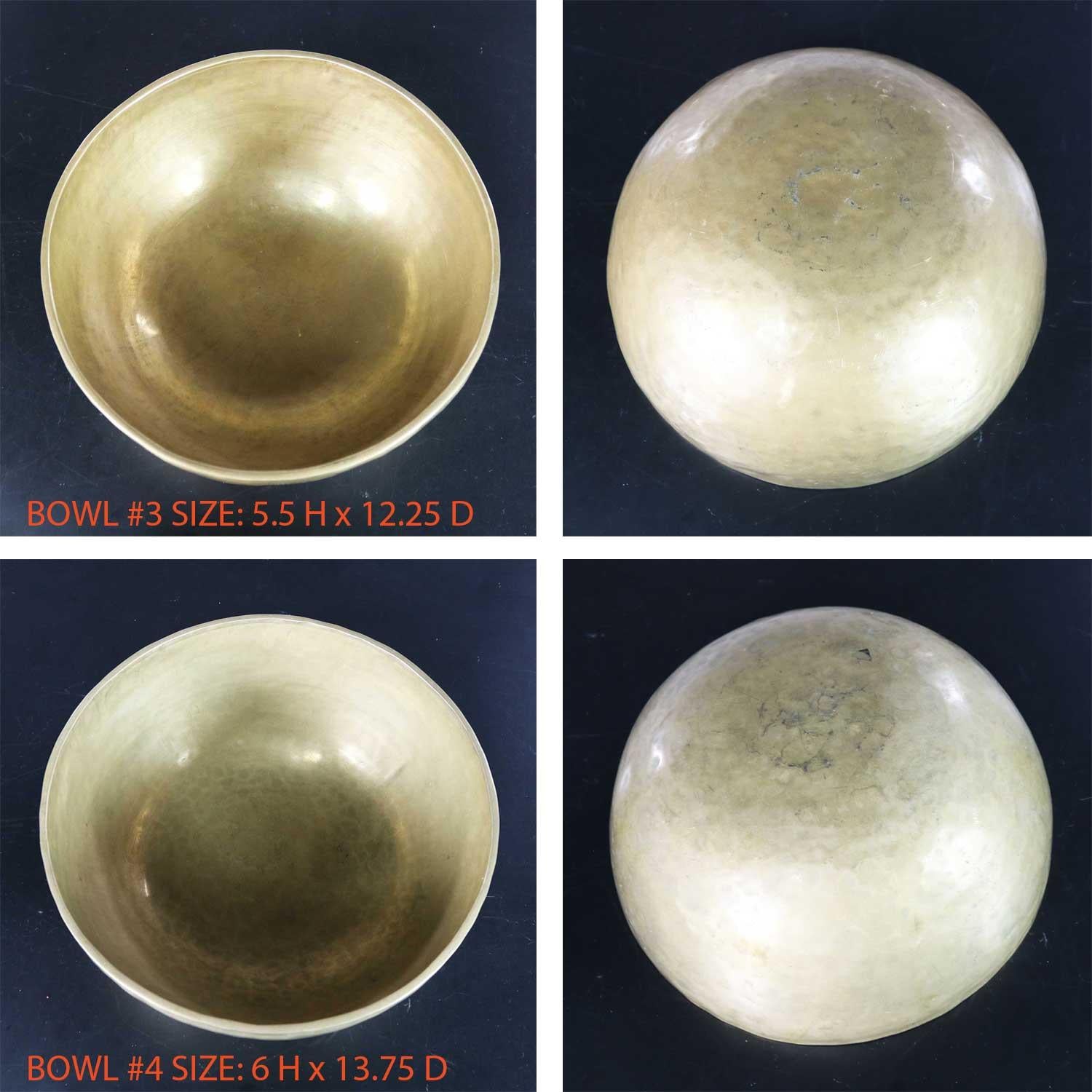 Vintage Set of 4 Bronze Nesting Singing Bowls or Standing Bowls with Mallet 6