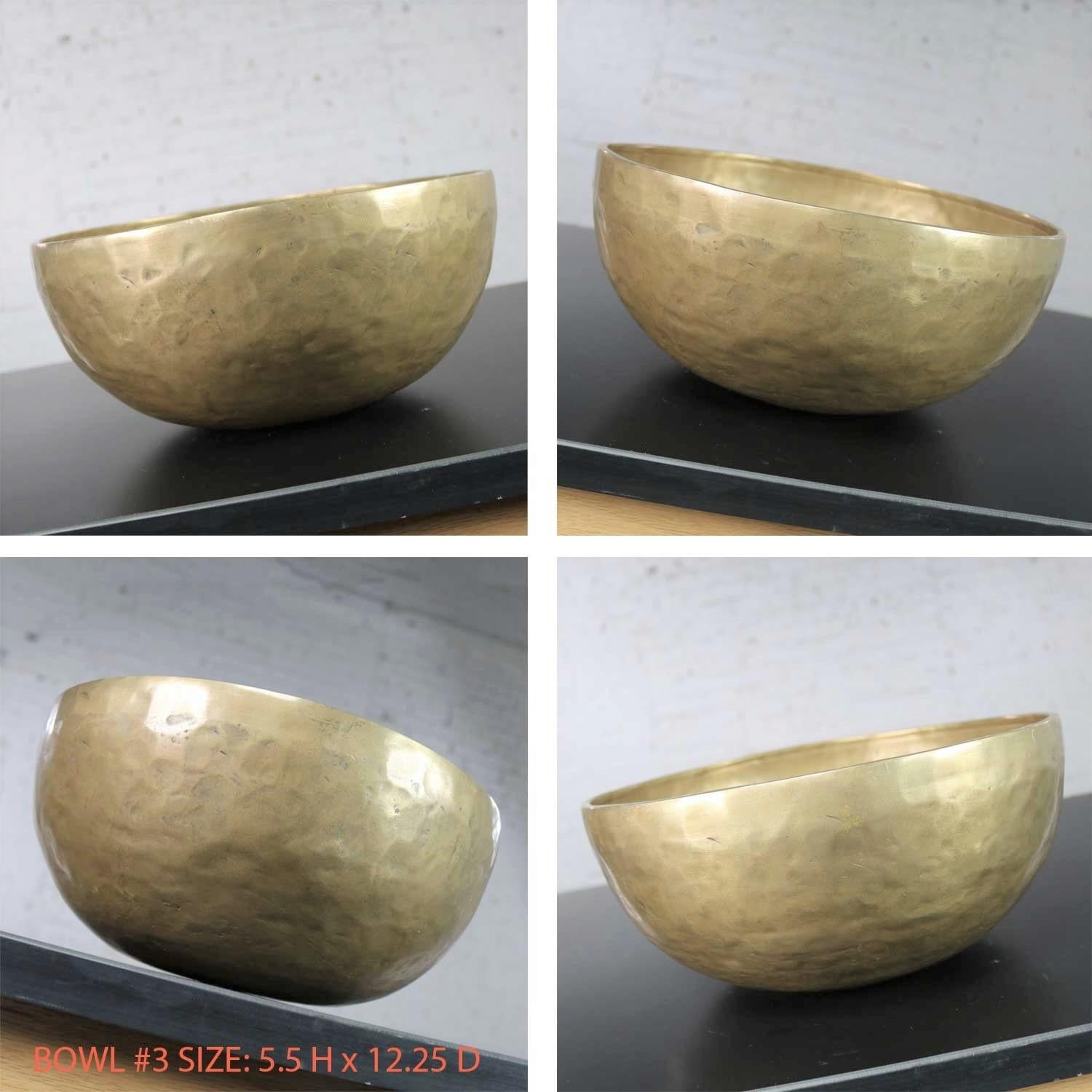 Vintage Set of 4 Bronze Nesting Singing Bowls or Standing Bowls with Mallet 3