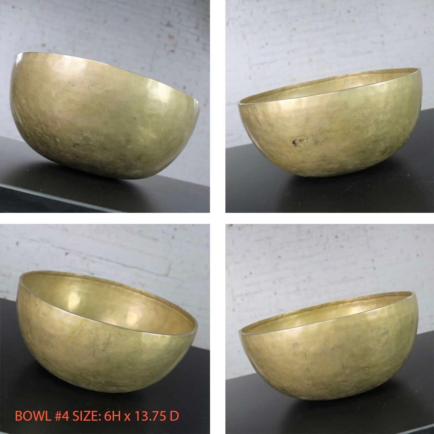 Vintage Set of 4 Bronze Nesting Singing Bowls or Standing Bowls with Mallet 4