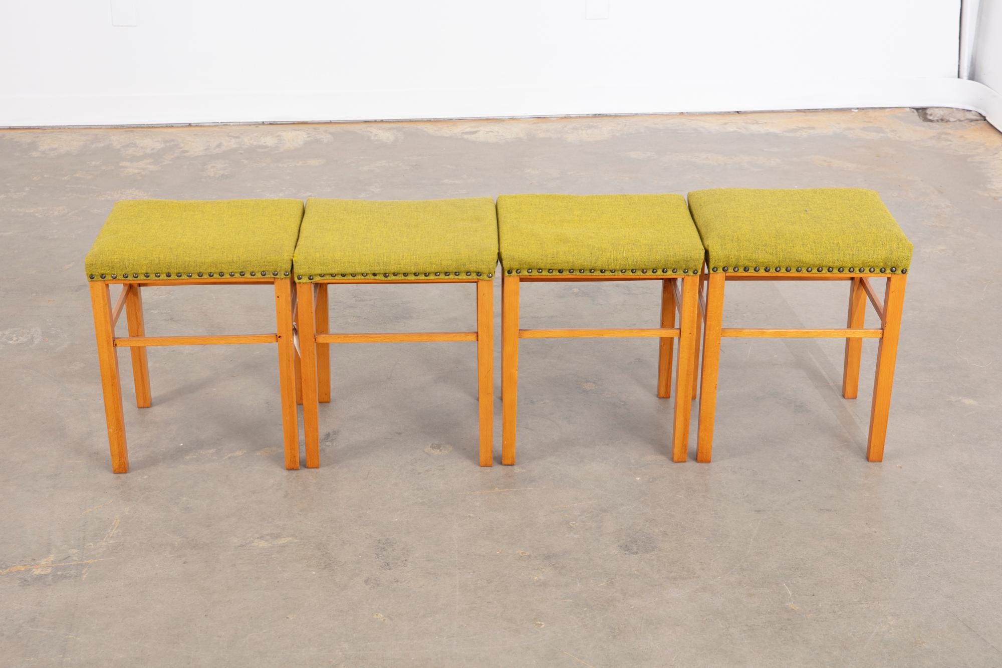 Mid-Century Modern Vintage Set of 4 Danish Stools For Sale