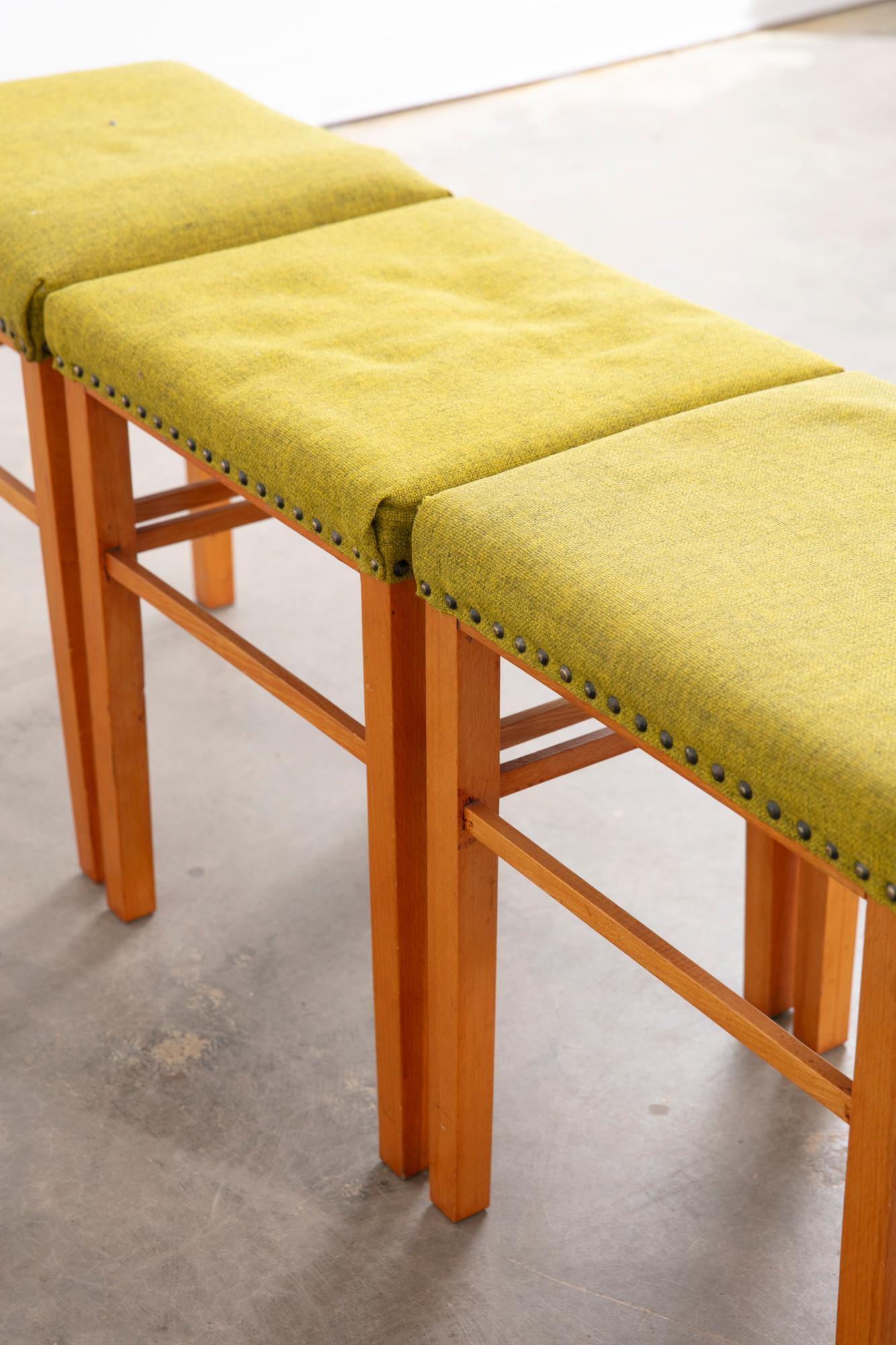 Wood Vintage Set of 4 Danish Stools For Sale